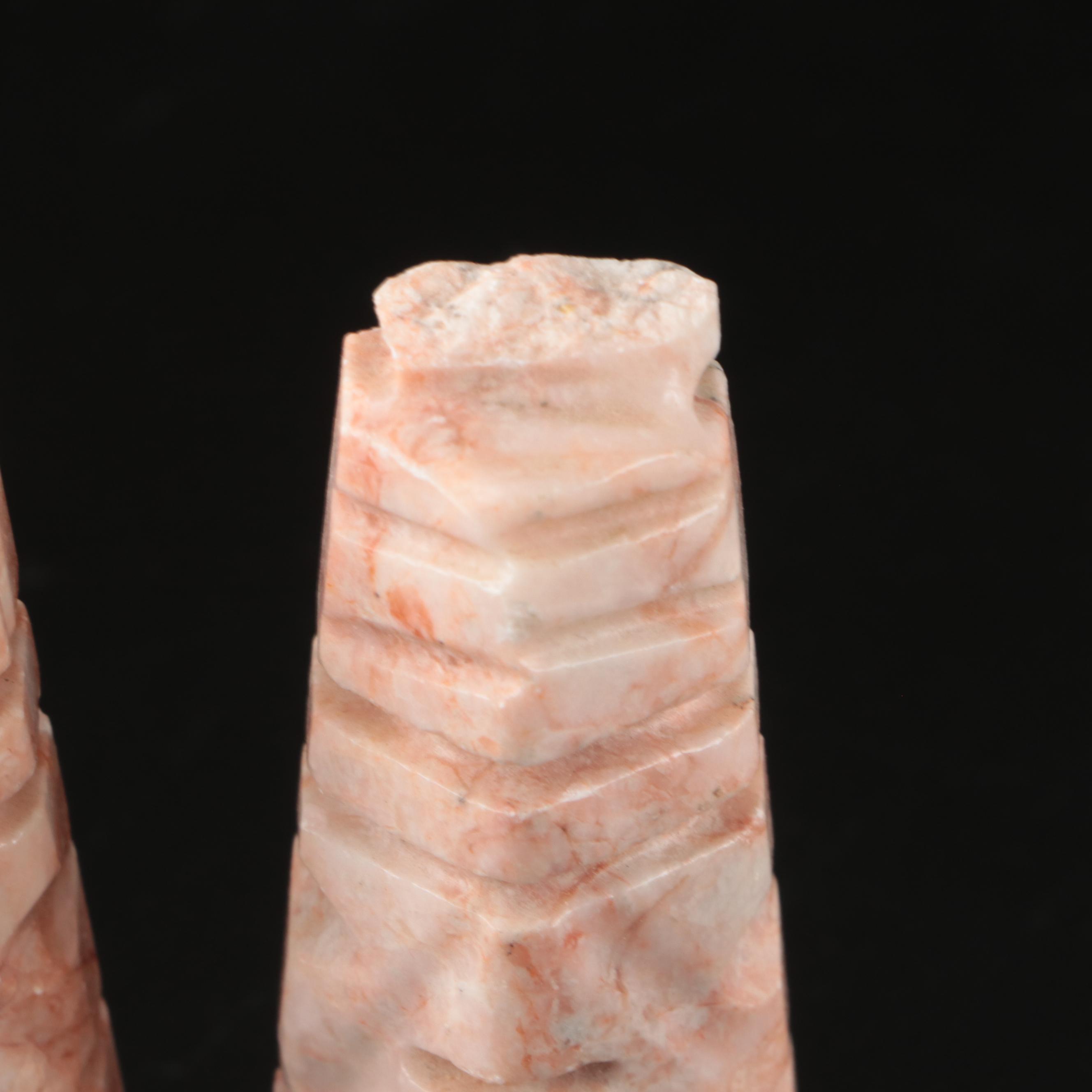 Mesoamerican Style Geometric Marble and Calcite Chess Set