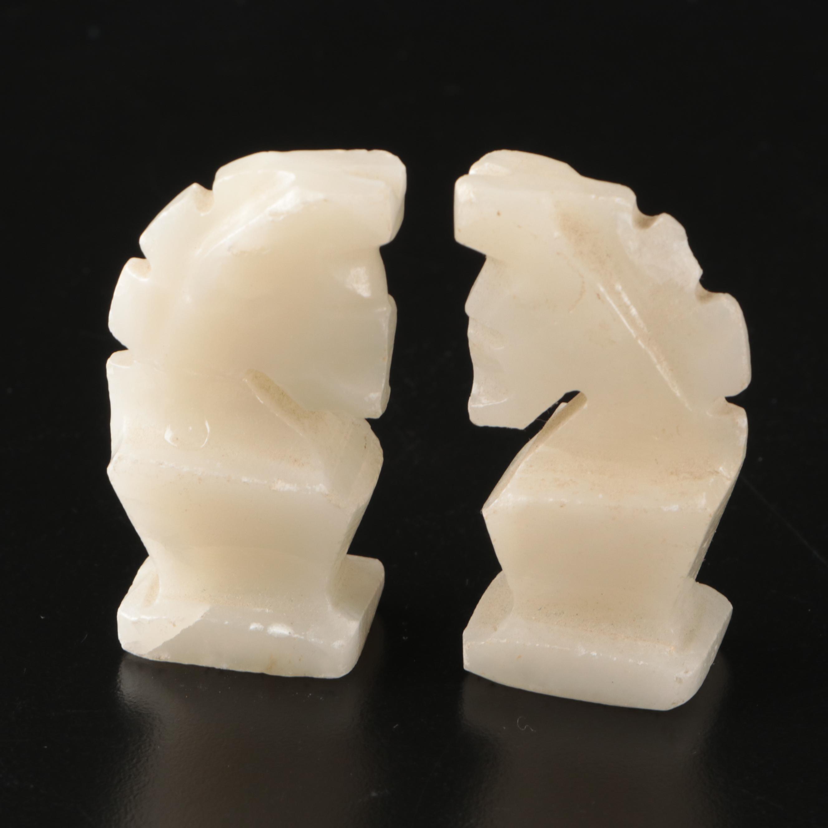 Mesoamerican Style Geometric Marble and Calcite Chess Set