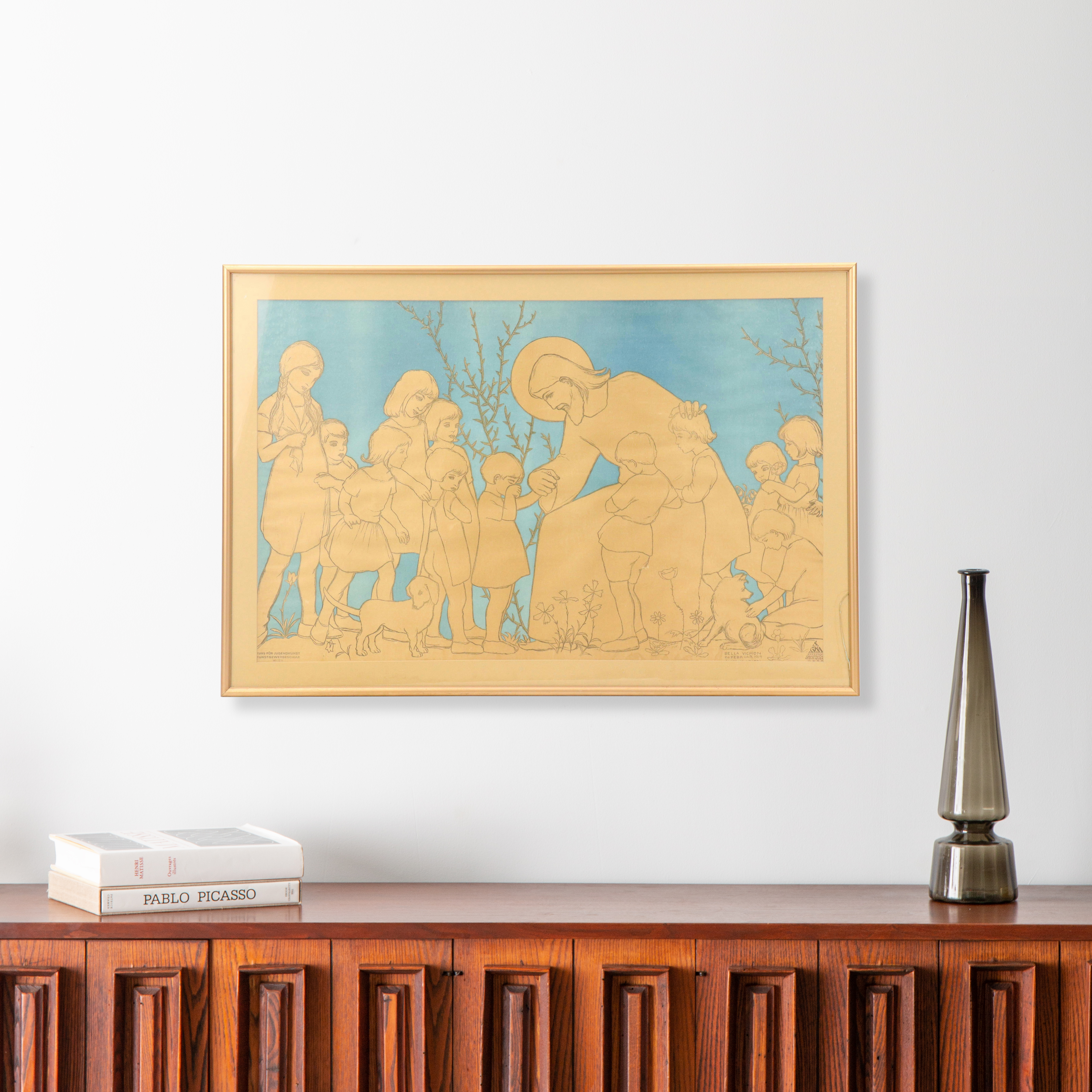 Lithograph After Bella Vichon "Jesus Blessing the Children"