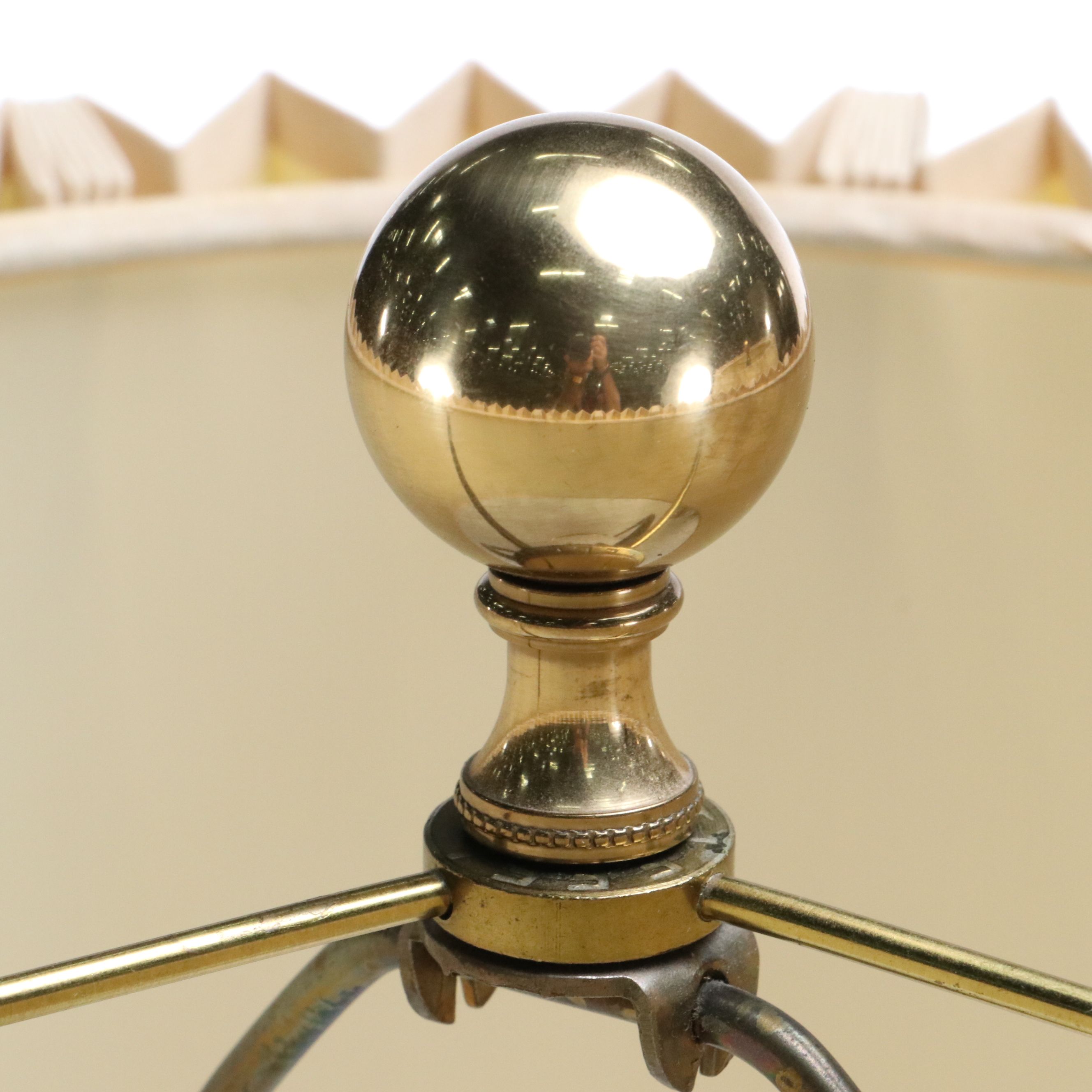 Stiffel Spun Brass Table Lamps with Accordion Pleat Shades