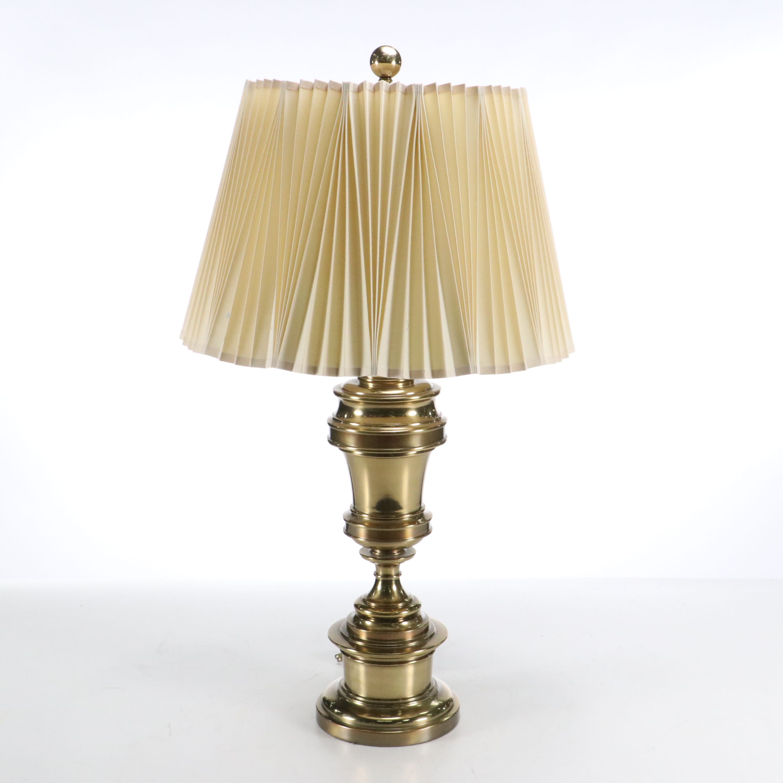 Stiffel Spun Brass Table Lamps with Accordion Pleat Shades