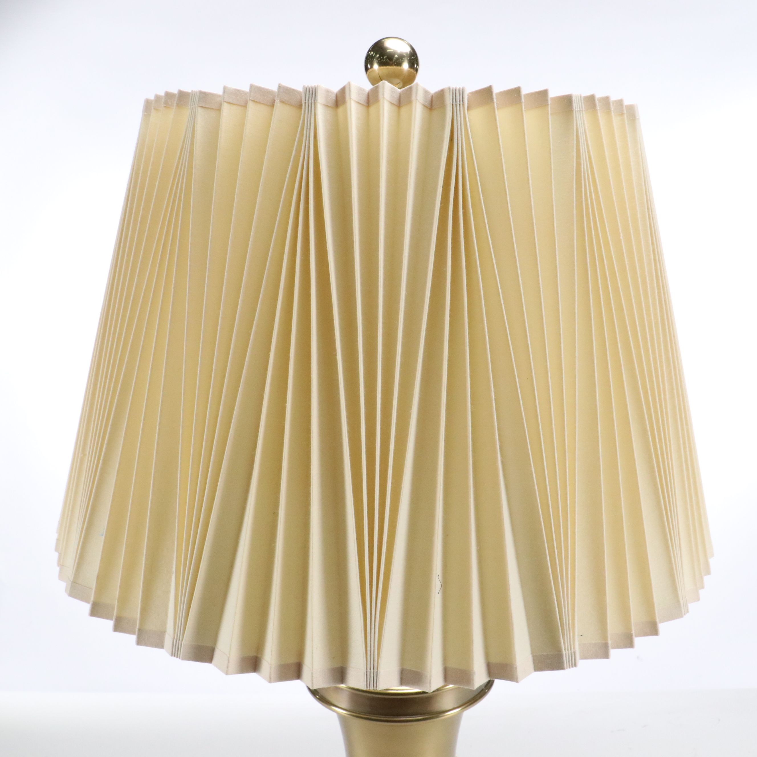 Stiffel Spun Brass Table Lamps with Accordion Pleat Shades