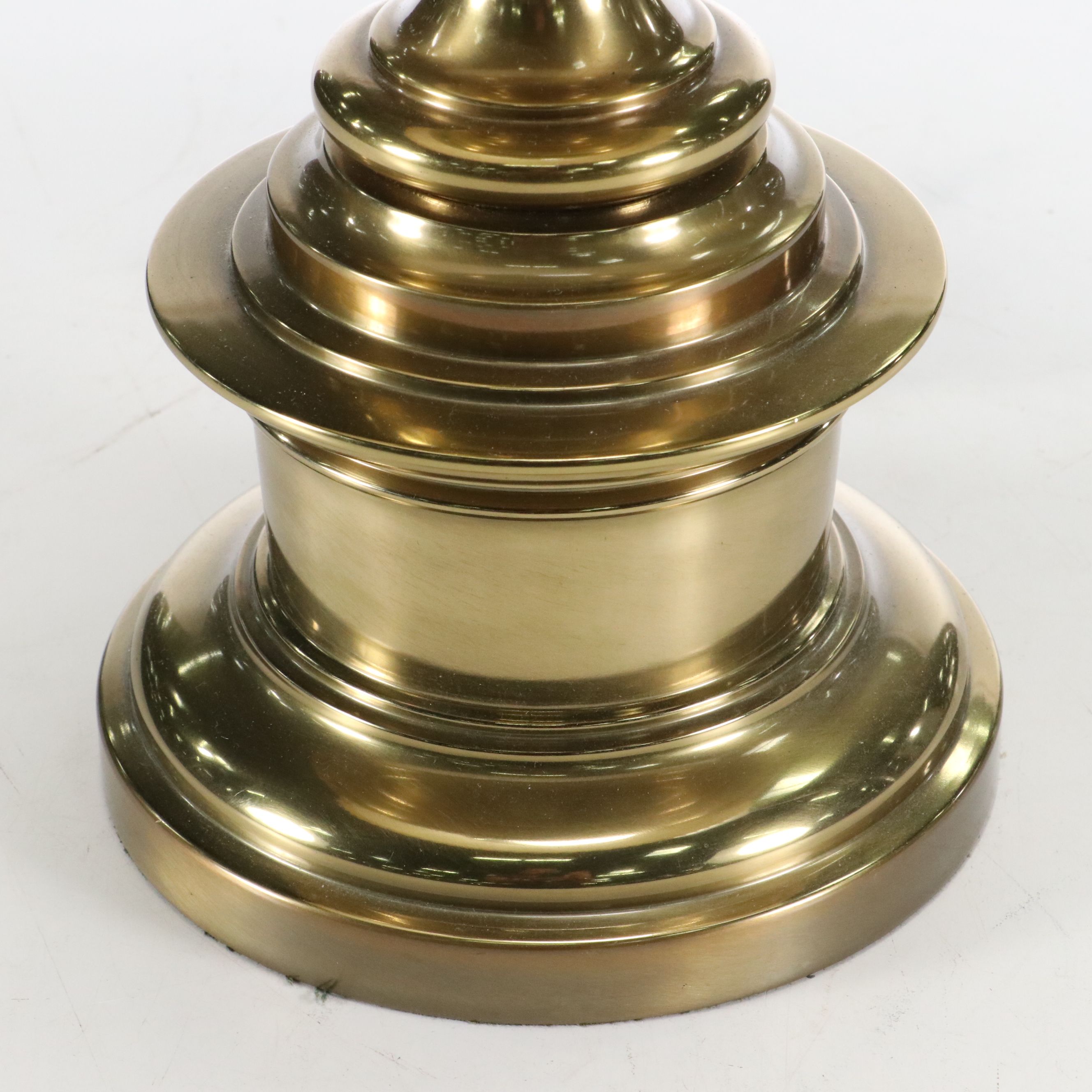 Stiffel Spun Brass Table Lamps with Accordion Pleat Shades