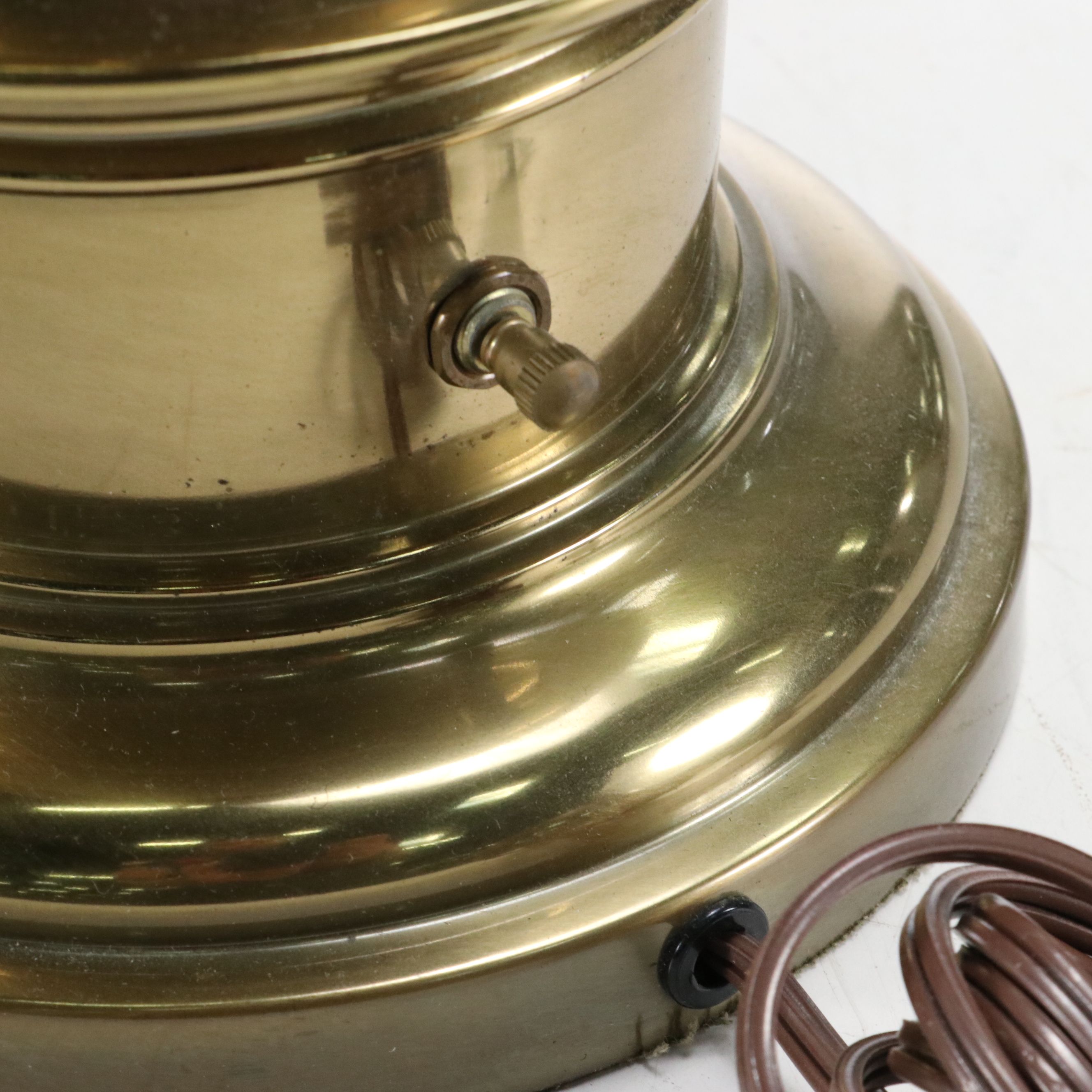 Stiffel Spun Brass Table Lamps with Accordion Pleat Shades