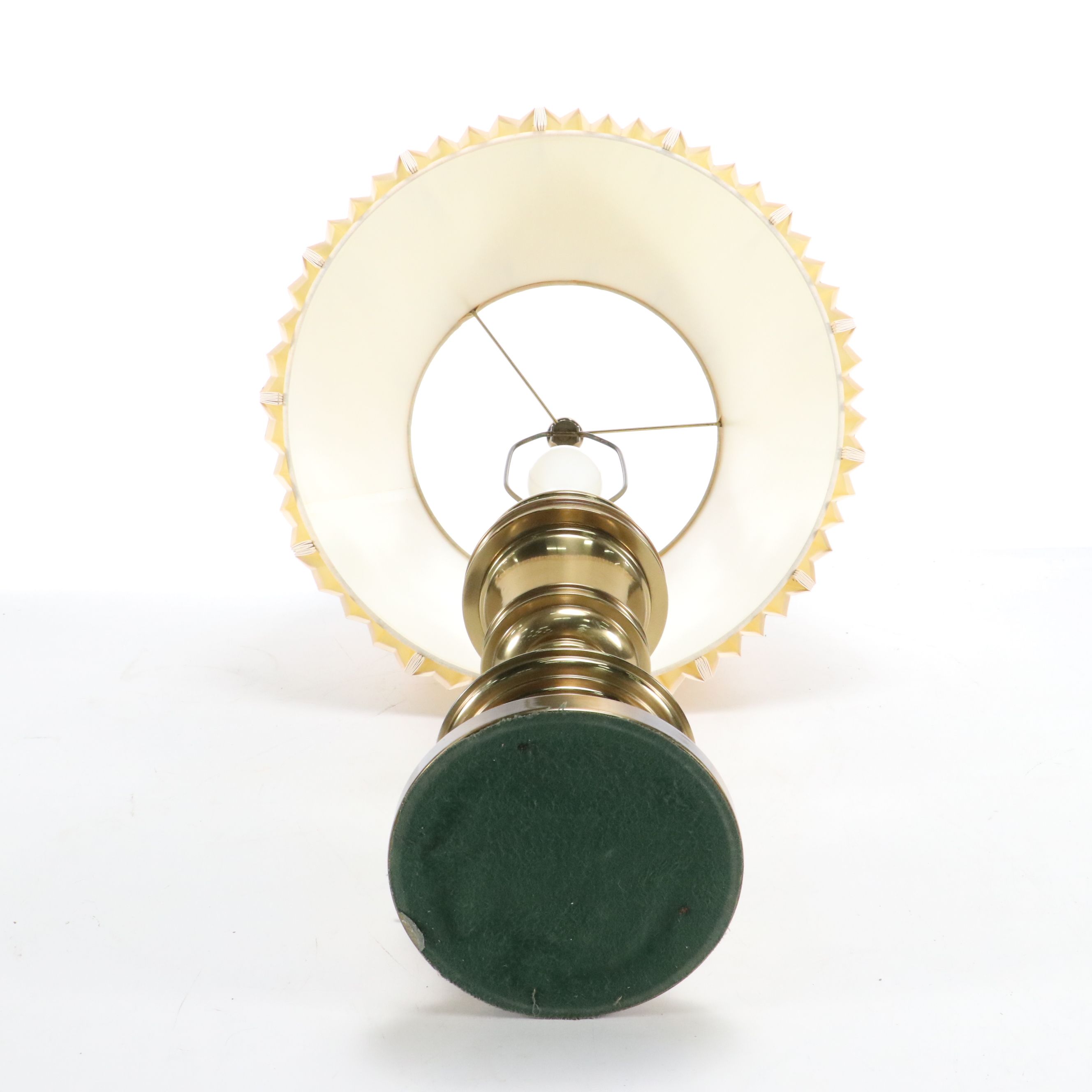 Stiffel Spun Brass Table Lamps with Accordion Pleat Shades