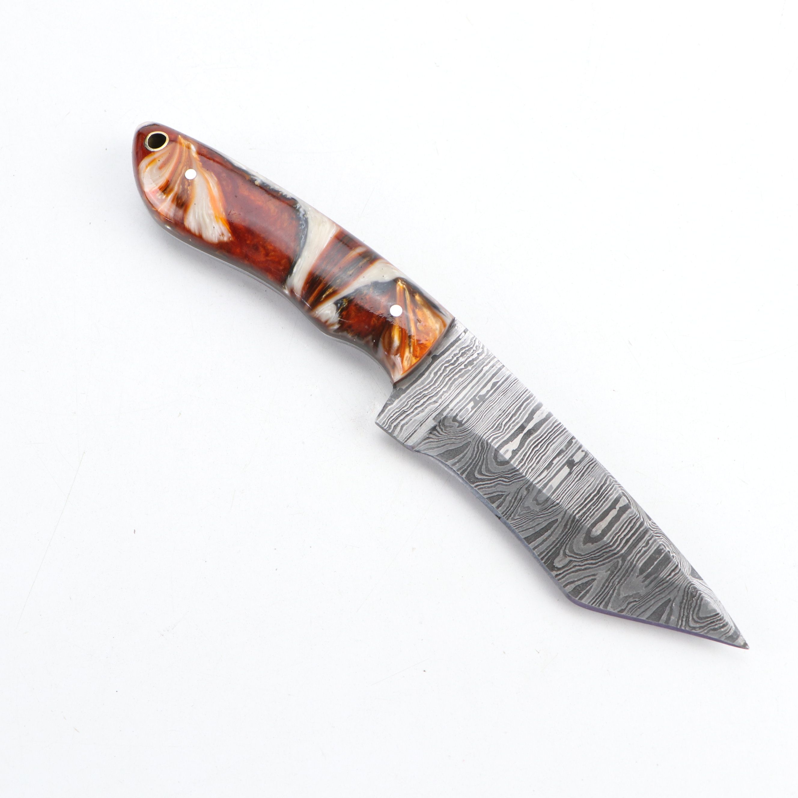 Damascus Steel and Antler Handled Skinner Knives with Hunting Knives and Cleaver