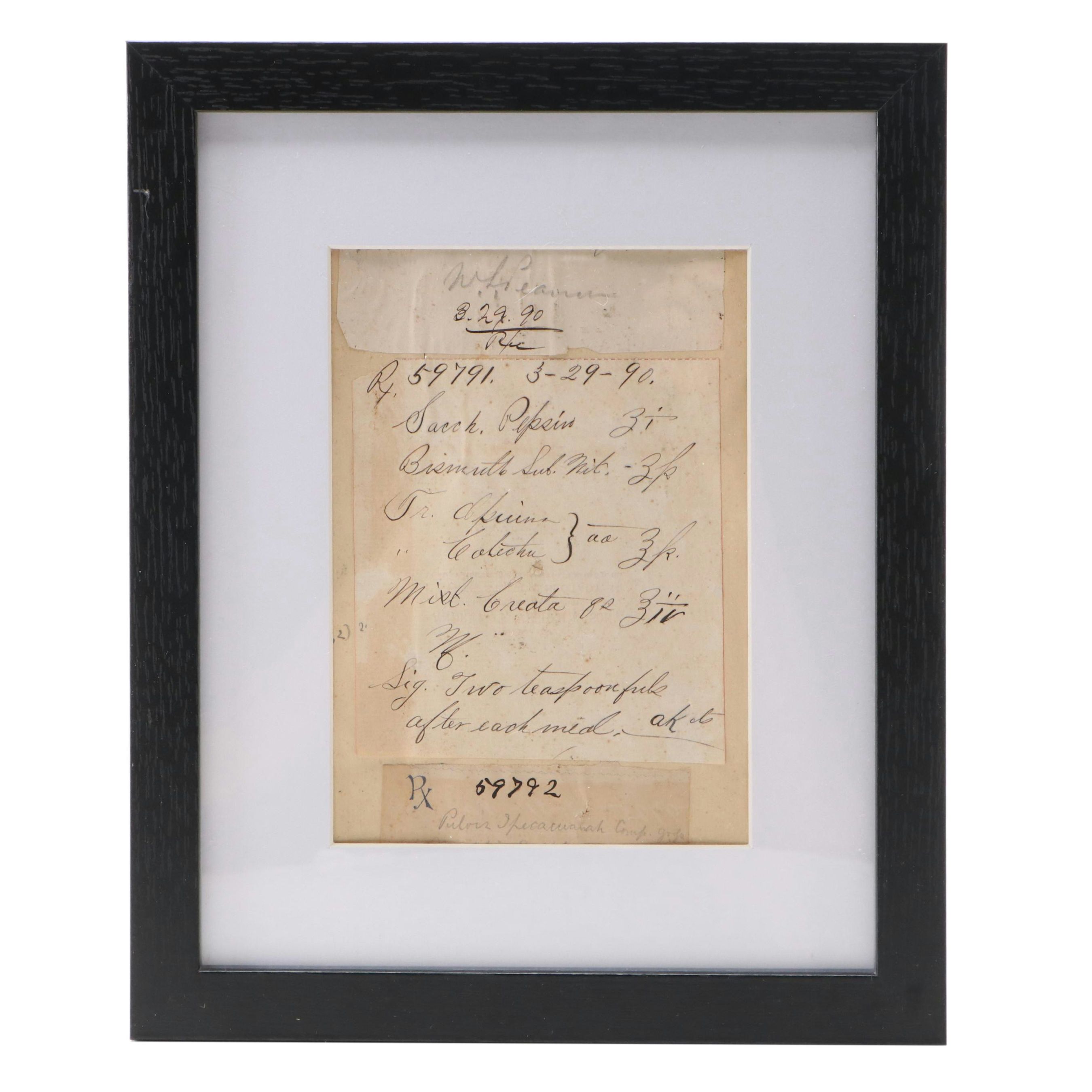 Prescription Form for Opium, 1890