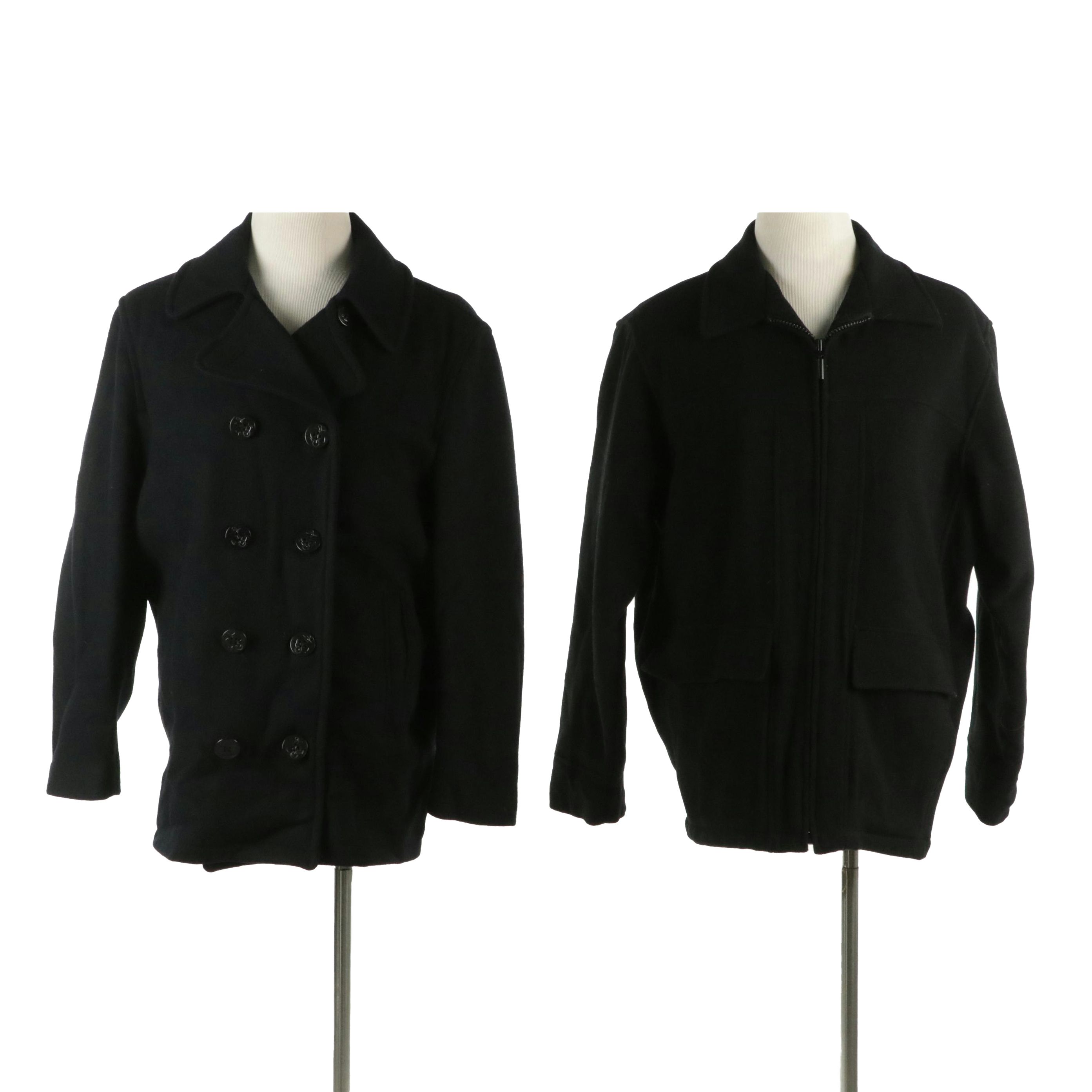 Men's Murano Zip-Up Jacket and Roundtree & Yorke Outdoors Coat in Black Wool