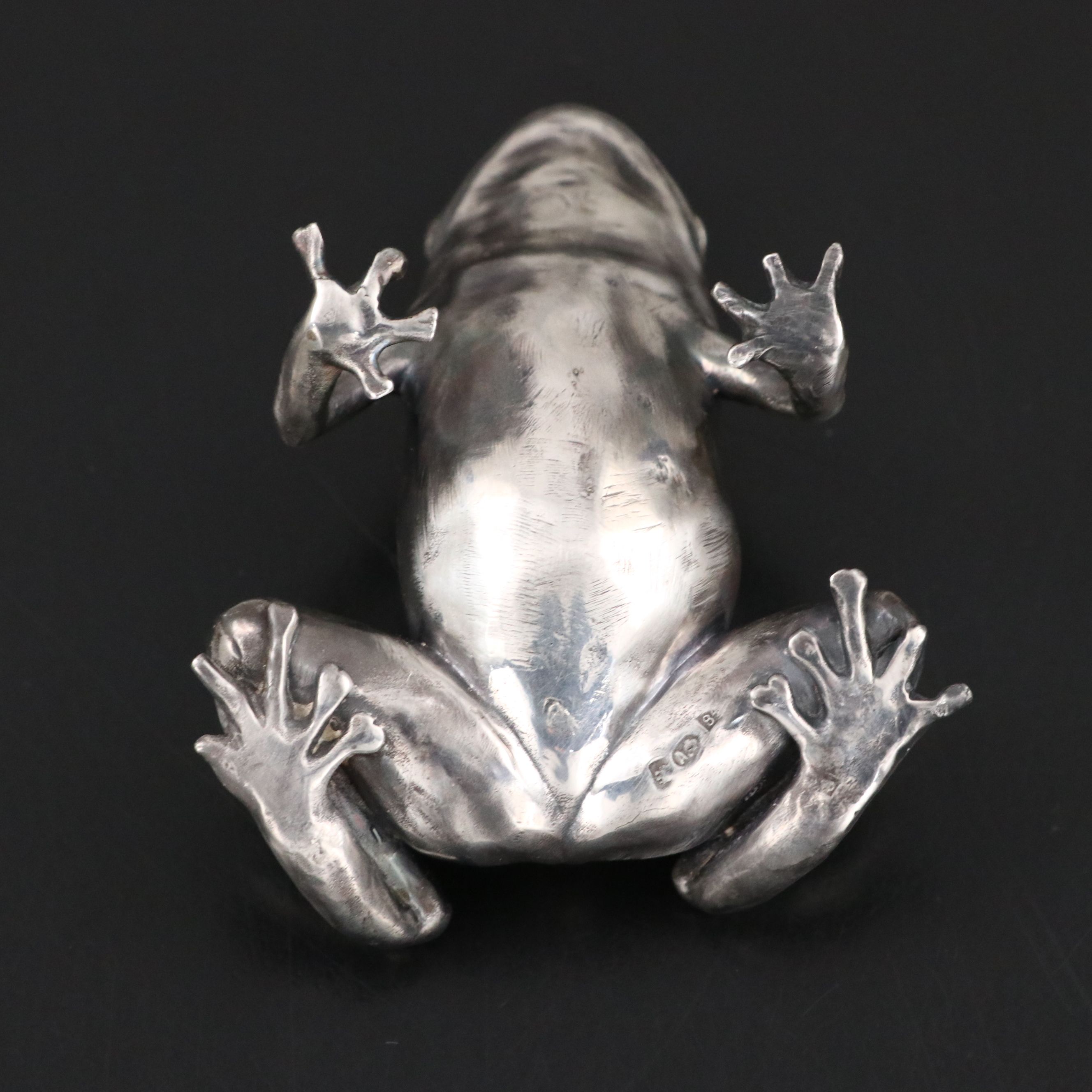 Russian 875 Silver Frog with Emerald Eyes