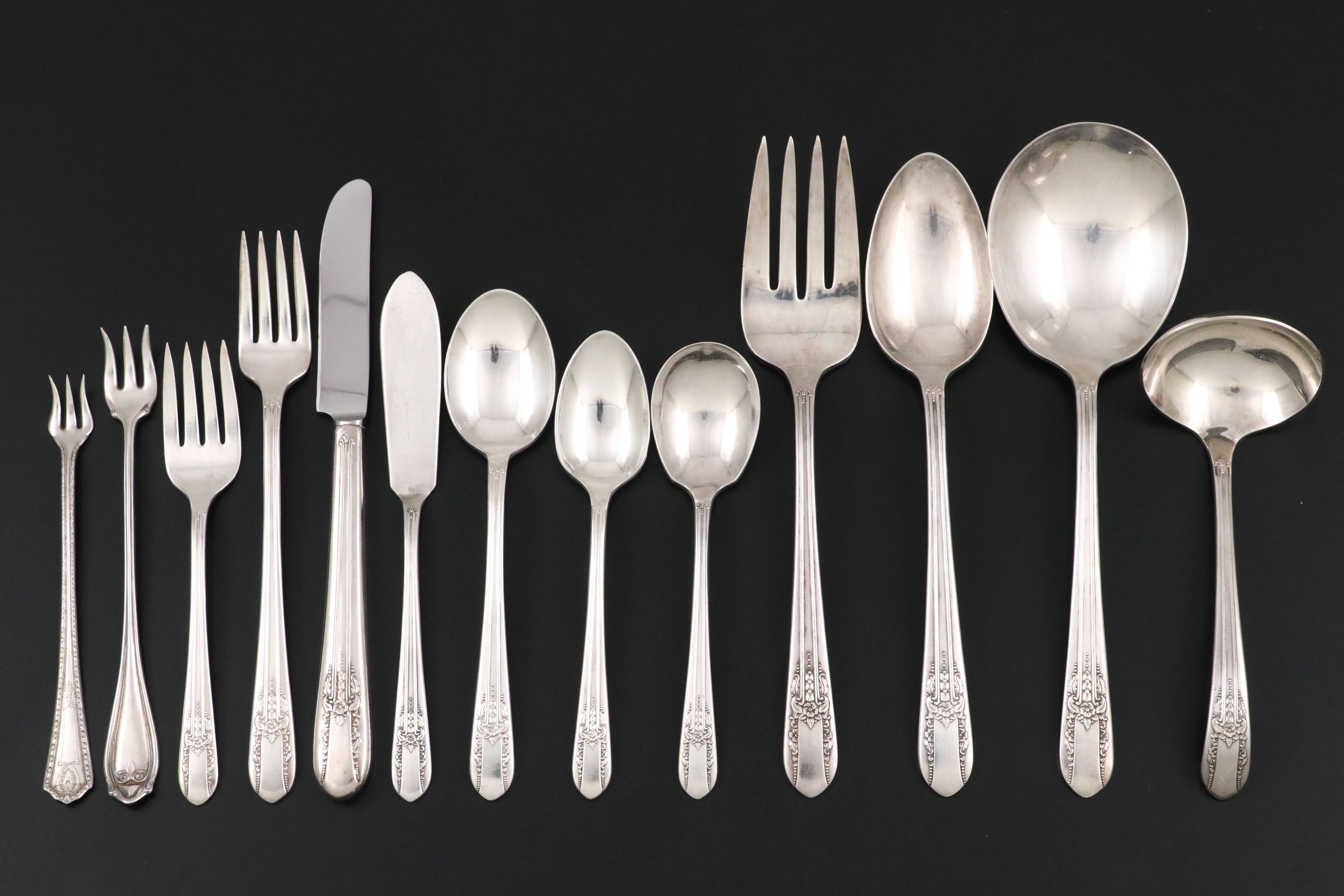 International Silver "Camden" Silver Plate Flatware with Others and Case