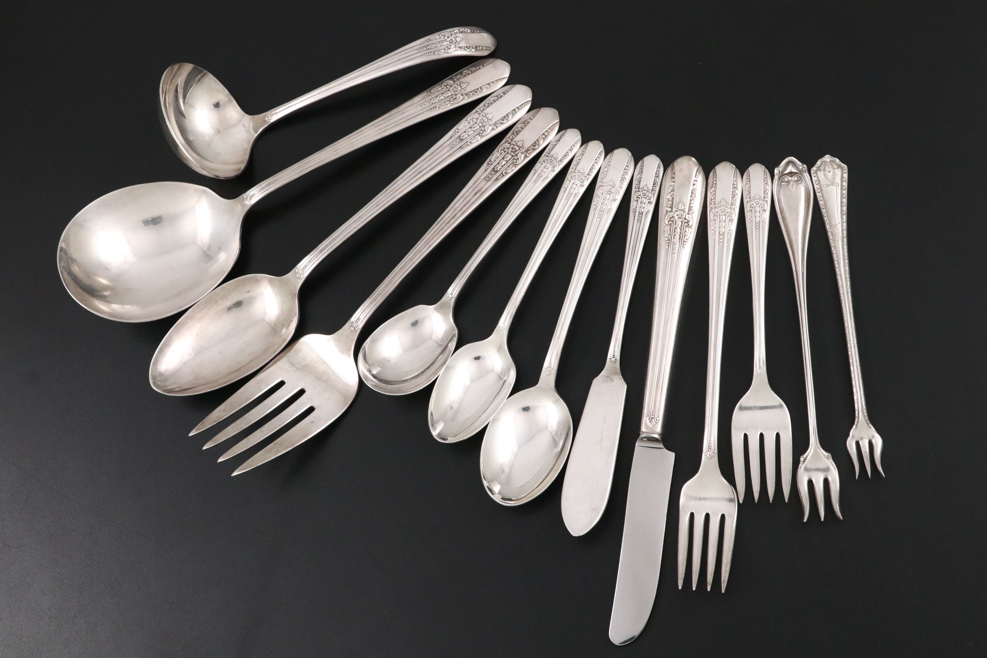 International Silver "Camden" Silver Plate Flatware with Others and Case