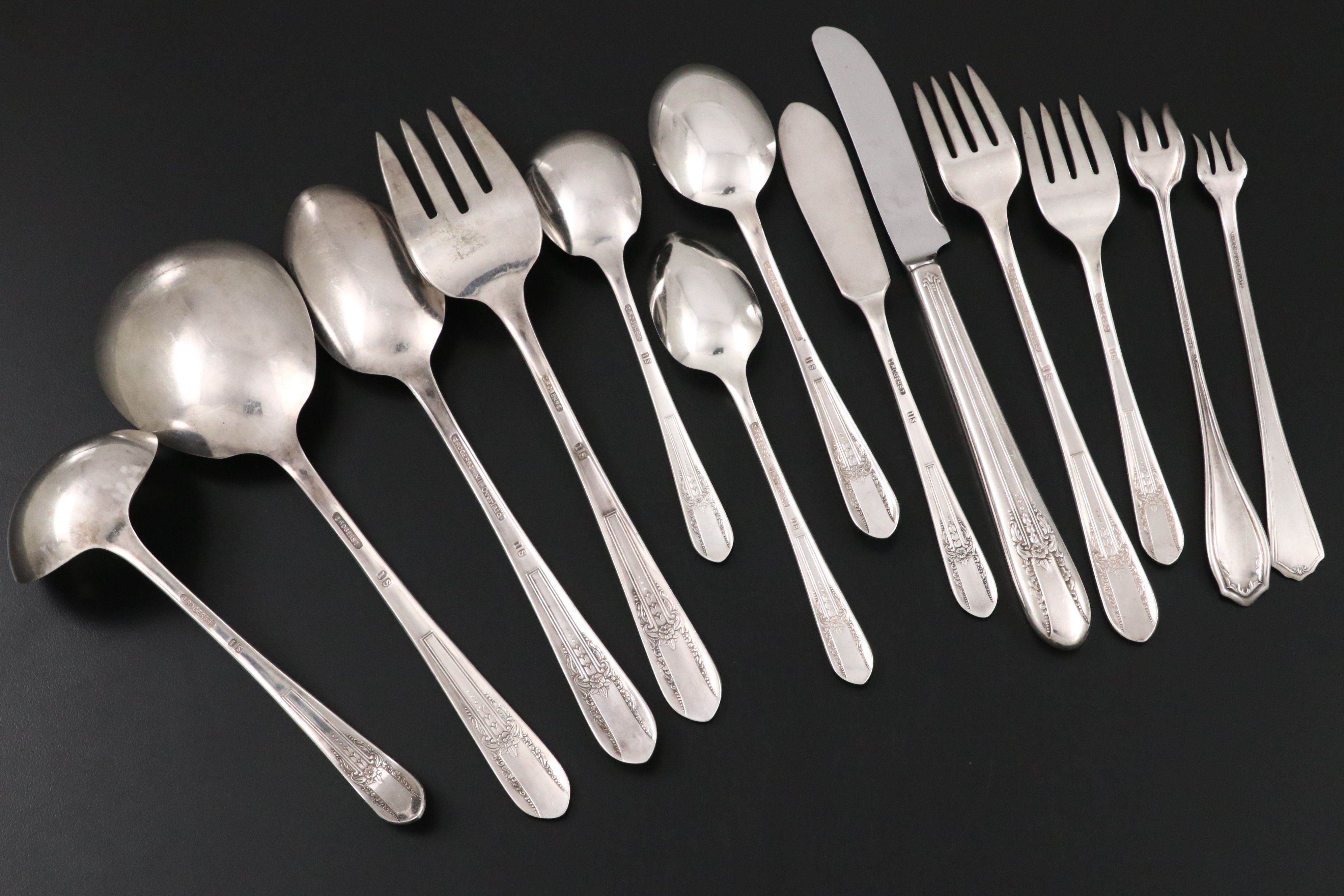 International Silver "Camden" Silver Plate Flatware with Others and Case