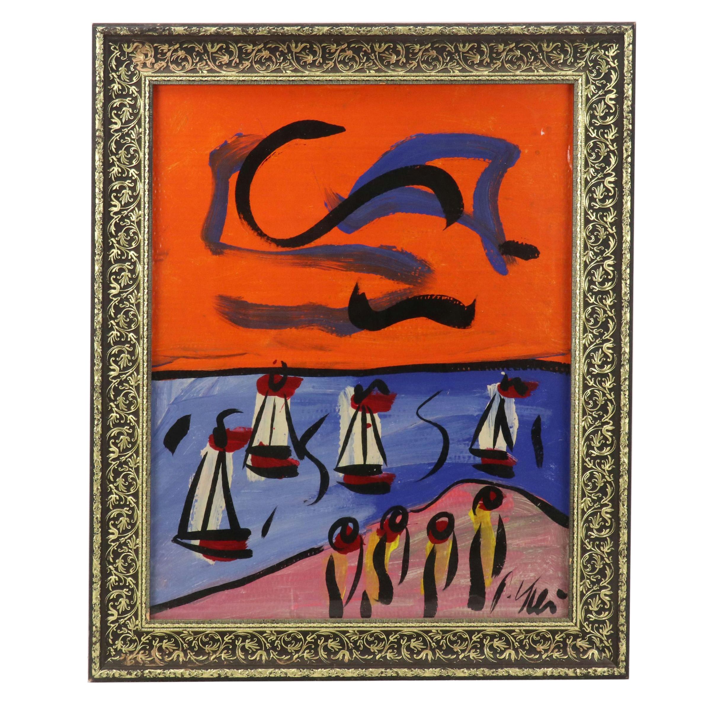 Peter Keil Abstract Coastal Landscape Acrylic Painting