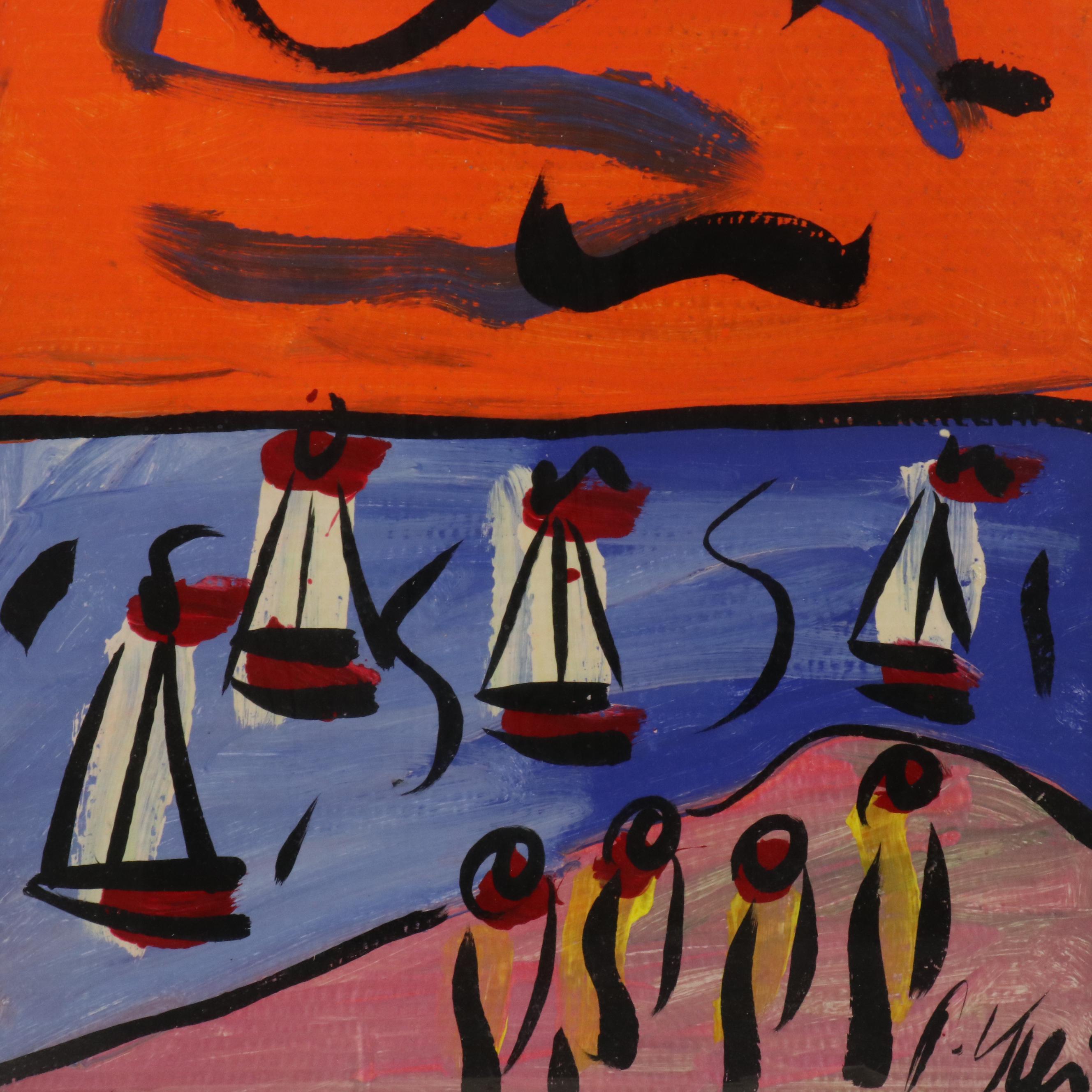 Peter Keil Abstract Coastal Landscape Acrylic Painting