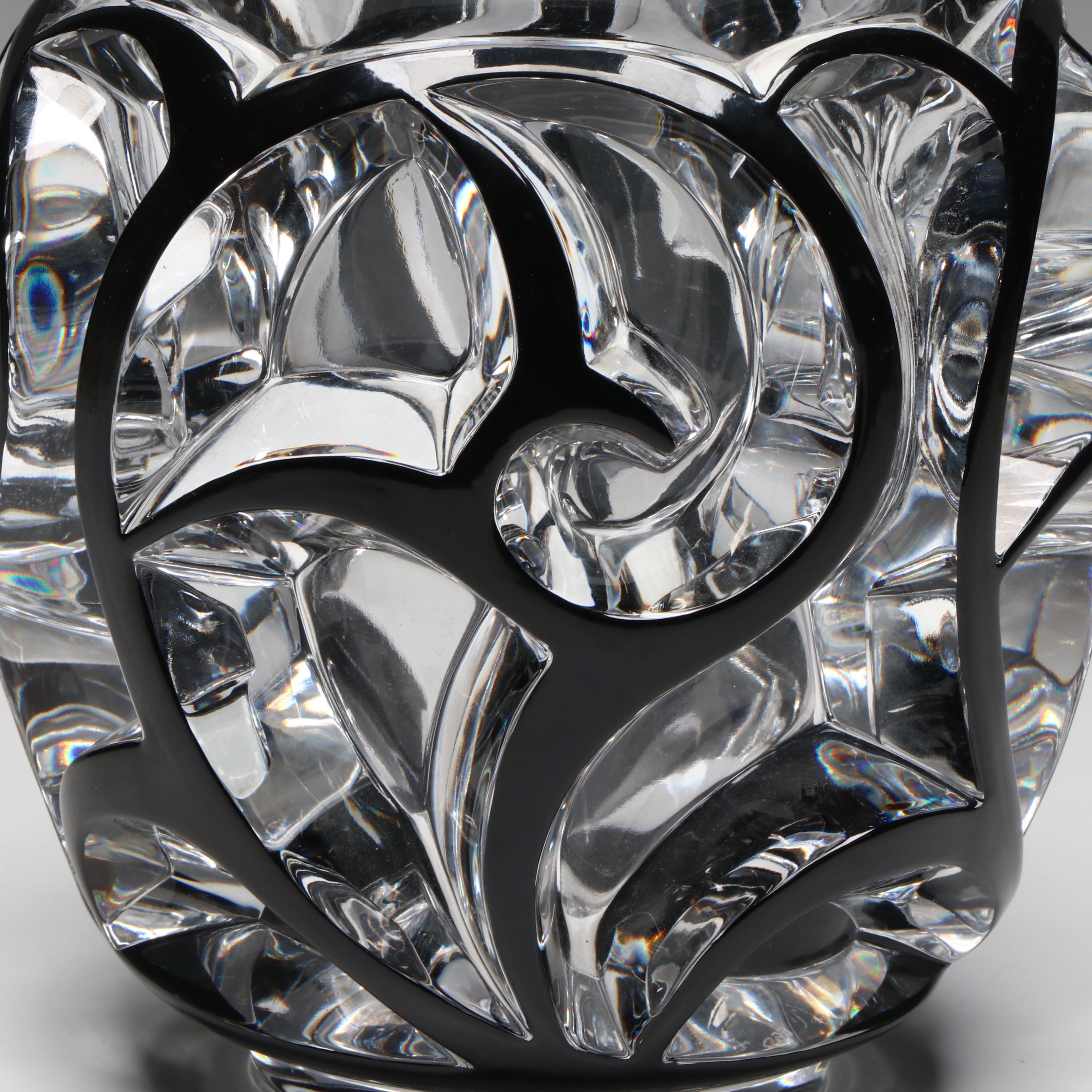 Lalique Limited Edition "Tourbillons" Enameled Crystal Grand Vase