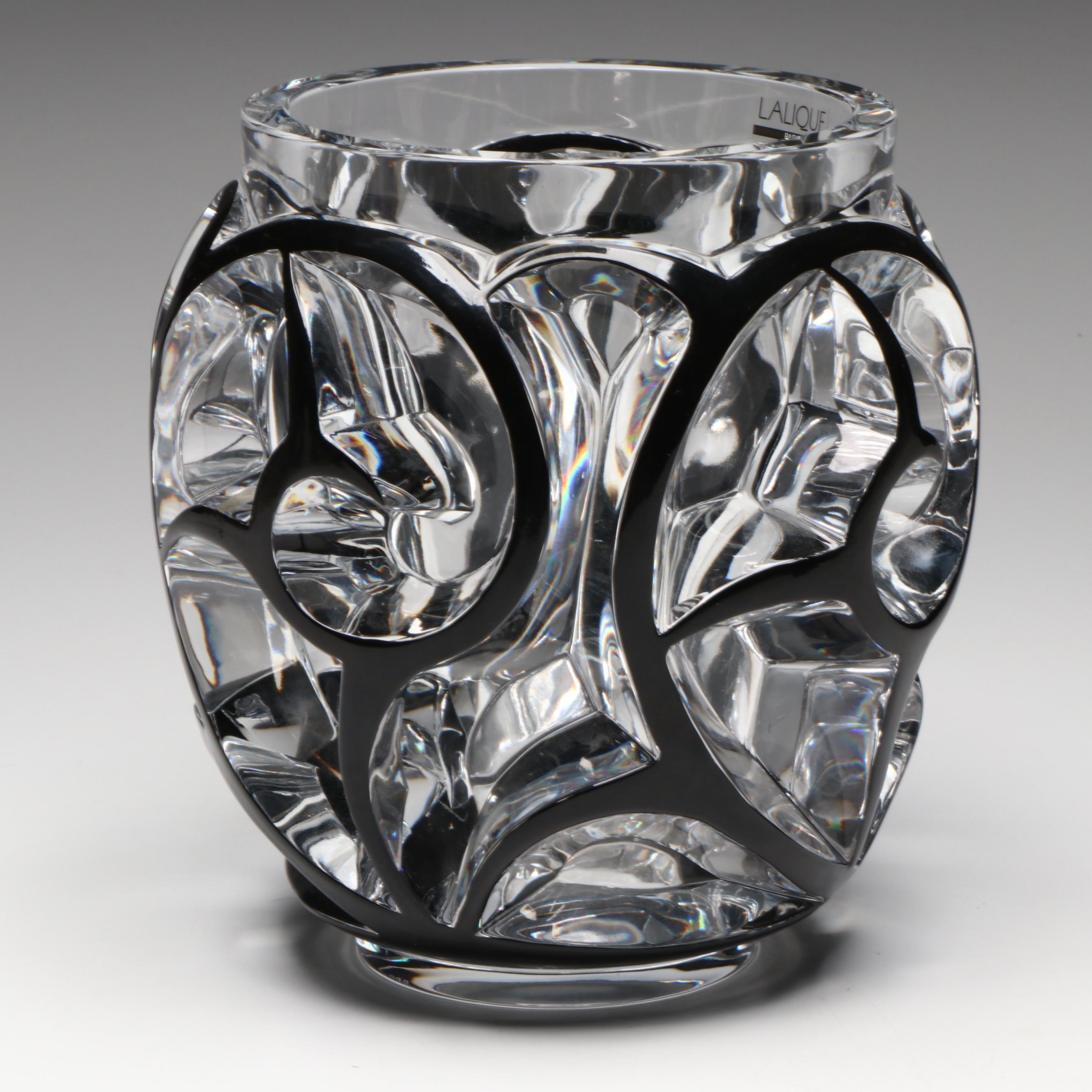 Lalique Limited Edition "Tourbillons" Enameled Crystal Grand Vase