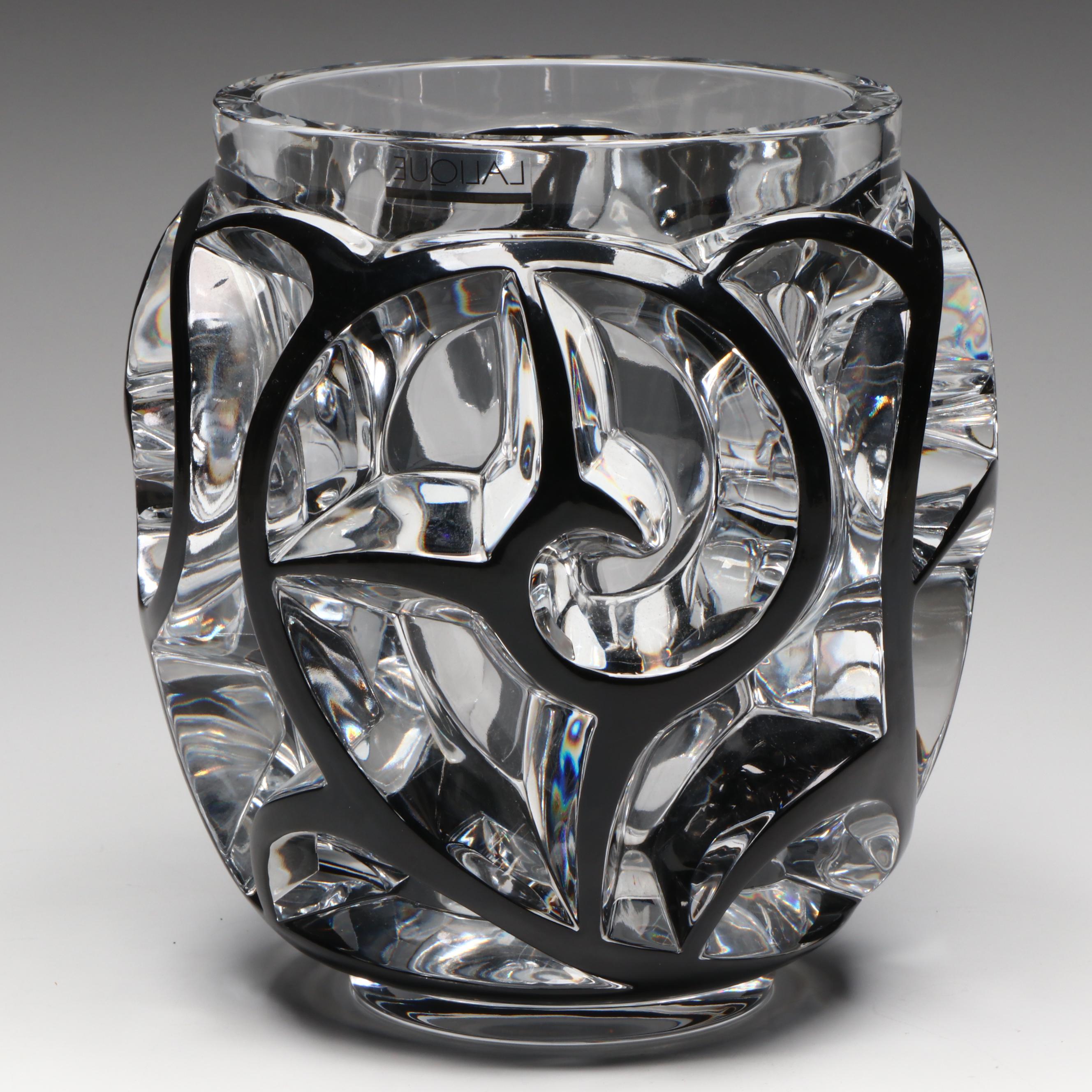 Lalique Limited Edition "Tourbillons" Enameled Crystal Grand Vase