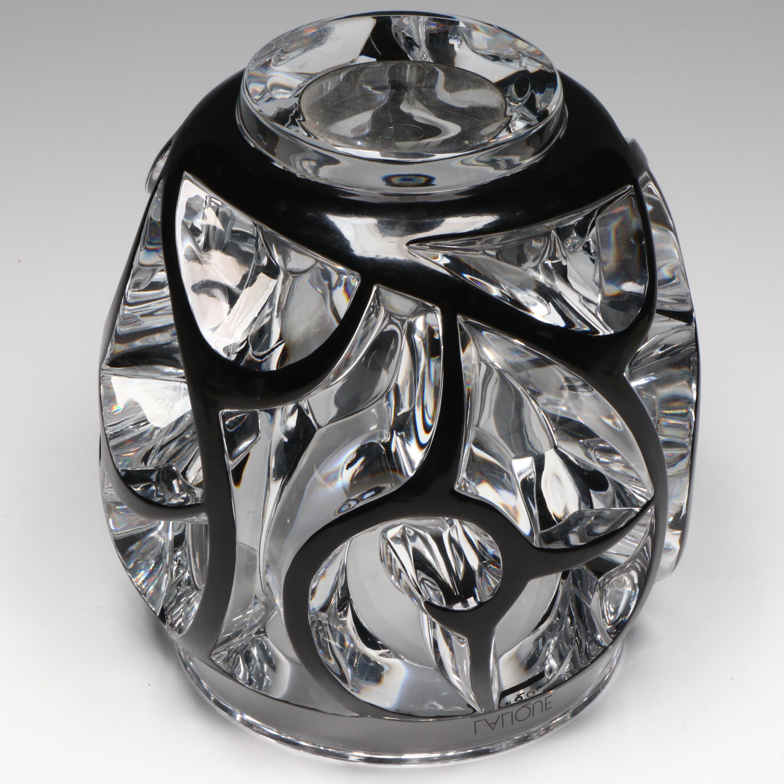 Lalique Limited Edition "Tourbillons" Enameled Crystal Grand Vase