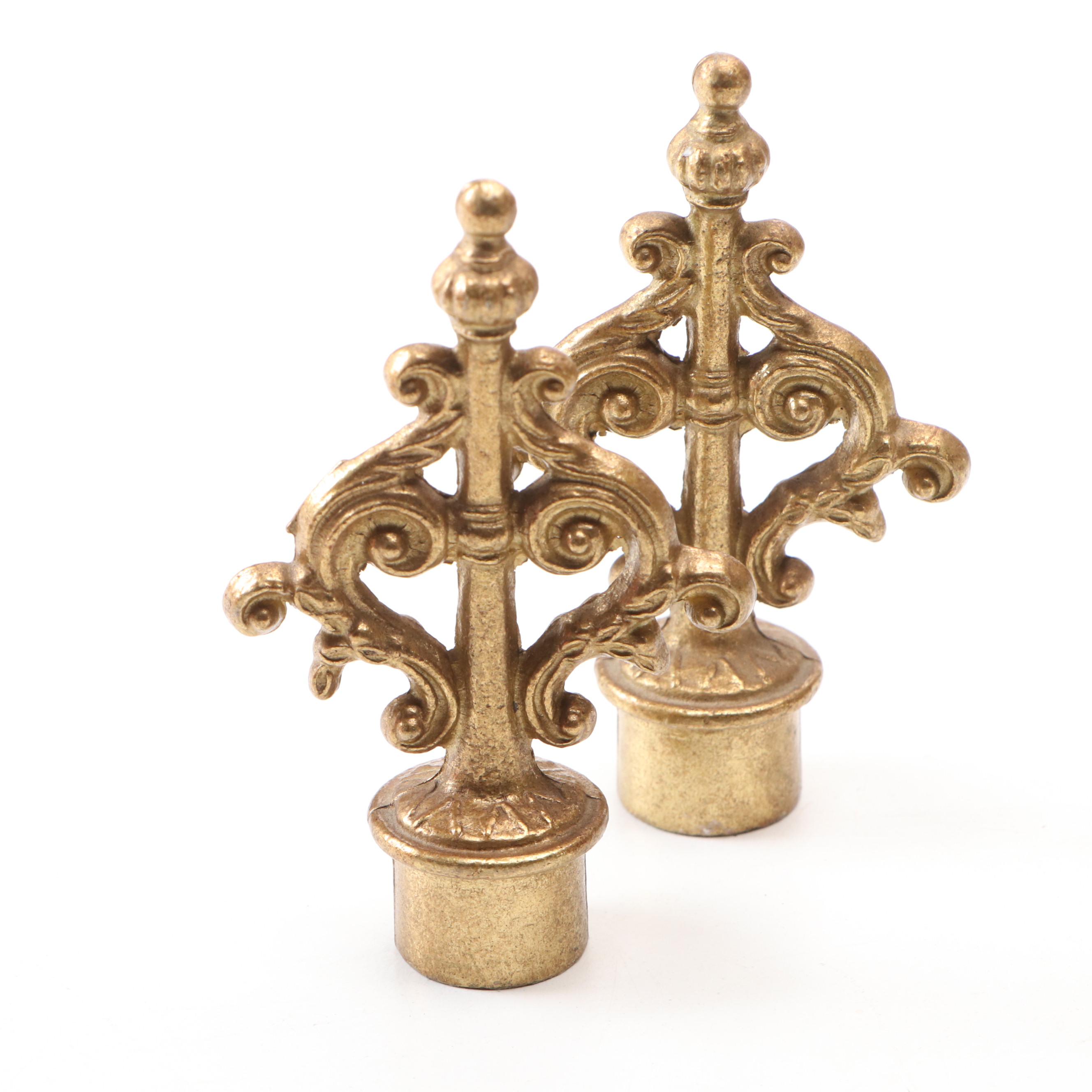 Pair of Louis XIV Style Cast Brass Six-Arm Candelabra