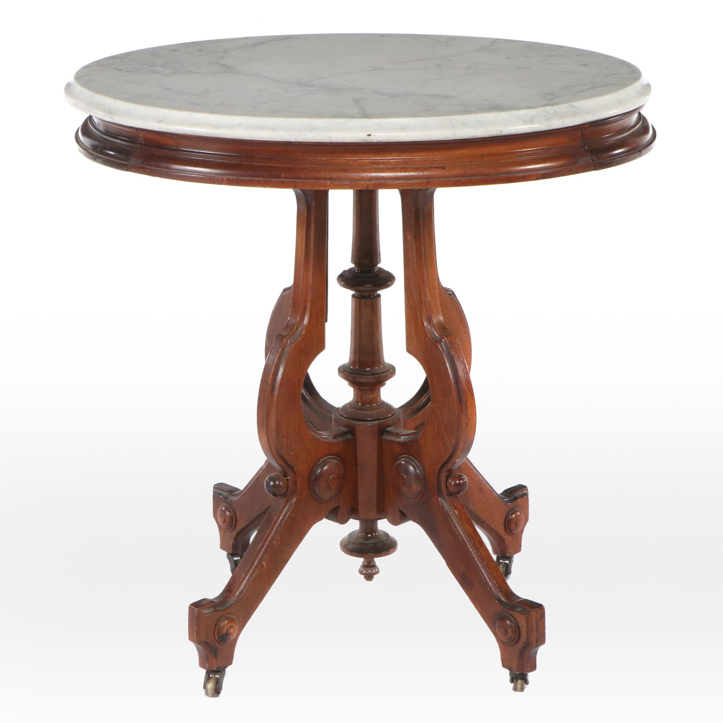 Late Victorian Mahogany Side Table with Marble Top