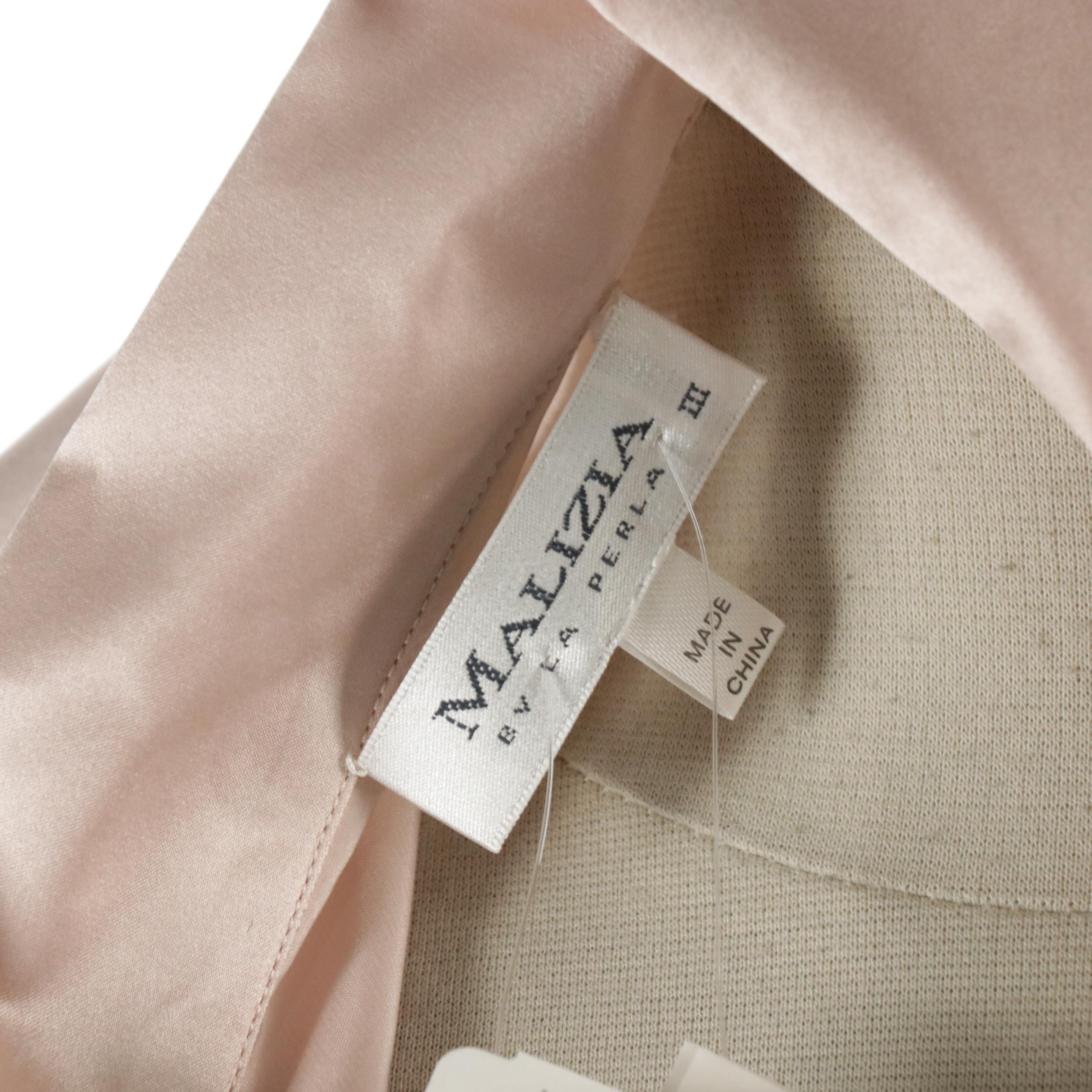 Malizia by La Perla Button-Up Tunic Blouse in Light Pink Silk, With Tags