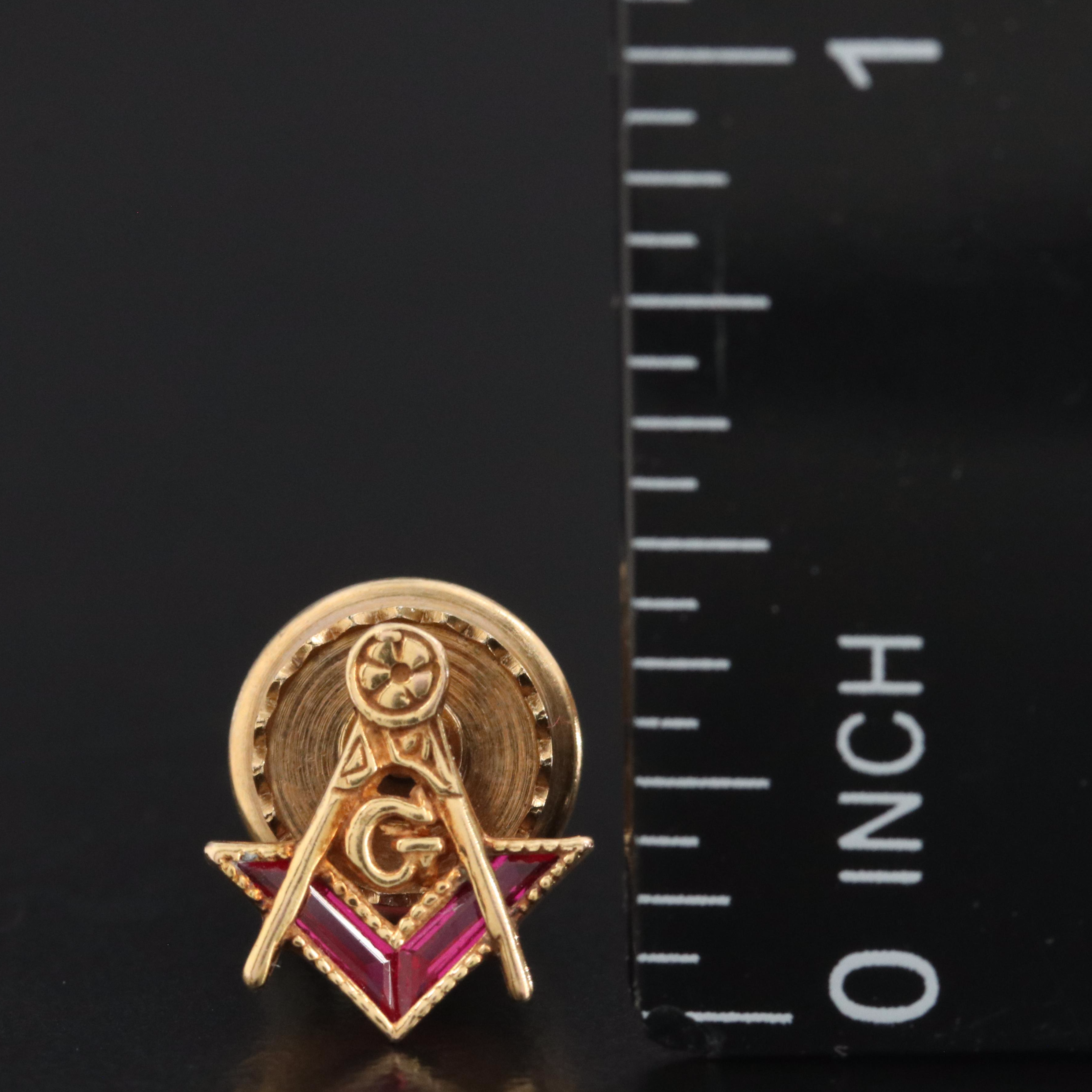 Riker Bros. 14K Diamond and Ruby Shriner and Masonic Lapel Pins