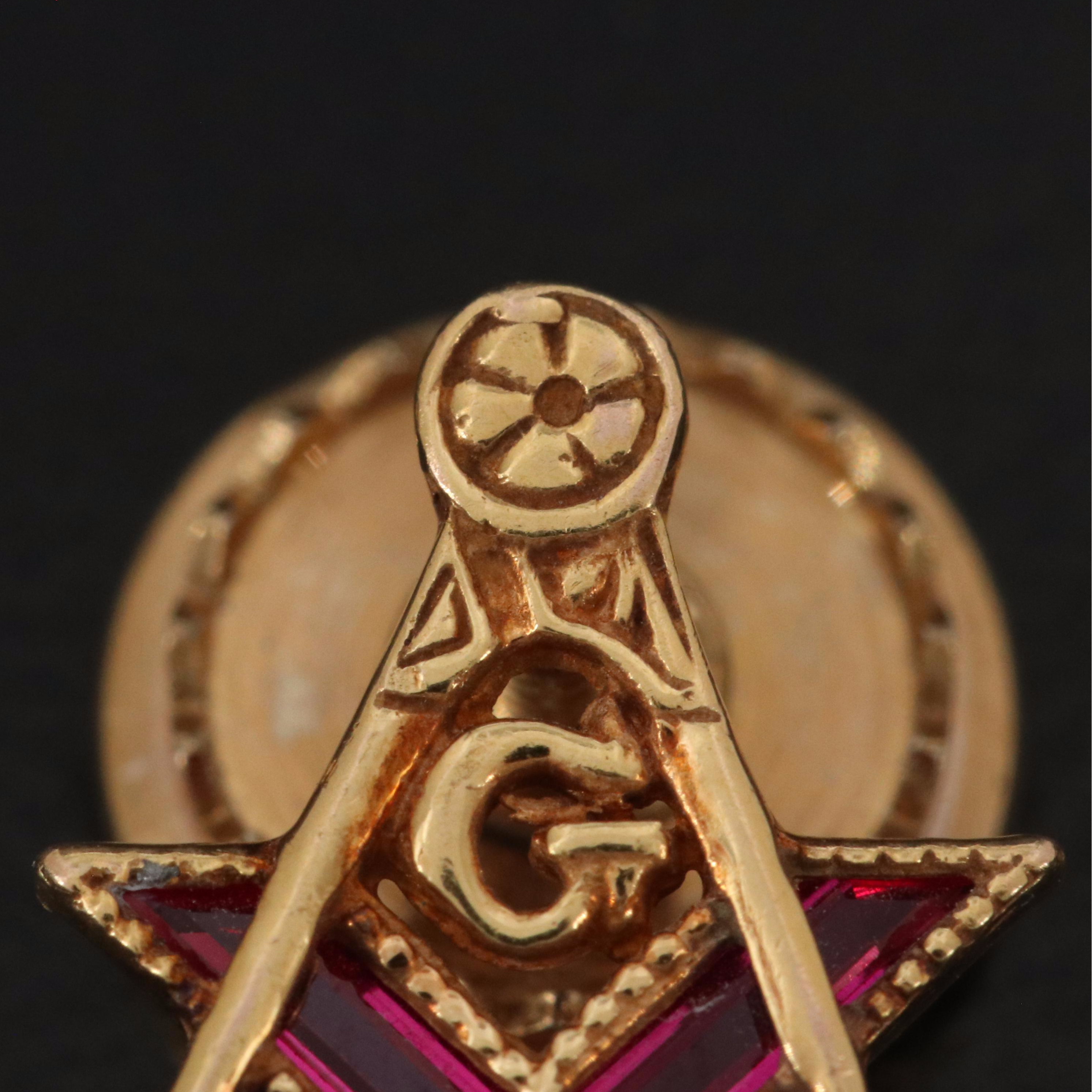 Riker Bros. 14K Diamond and Ruby Shriner and Masonic Lapel Pins