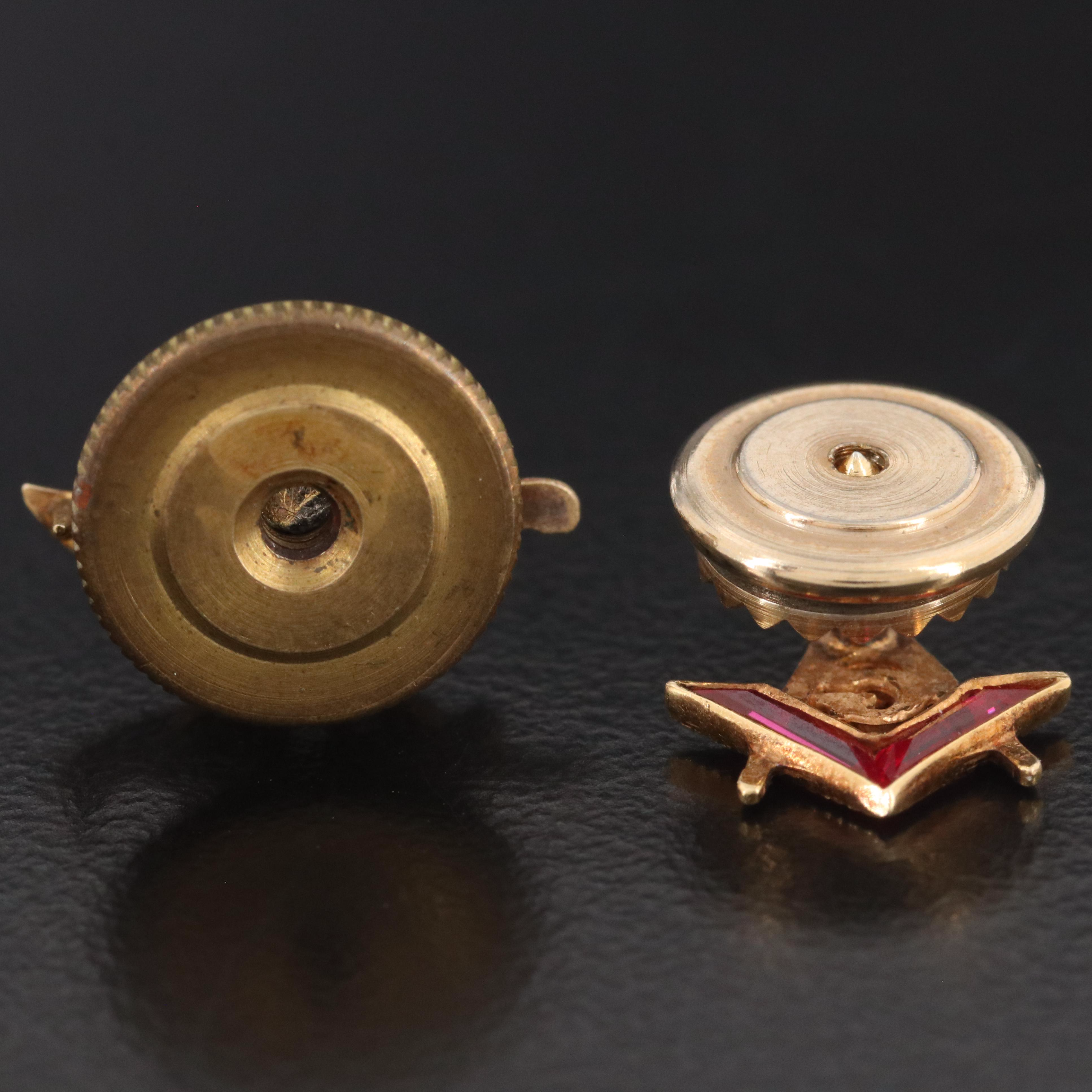 Riker Bros. 14K Diamond and Ruby Shriner and Masonic Lapel Pins