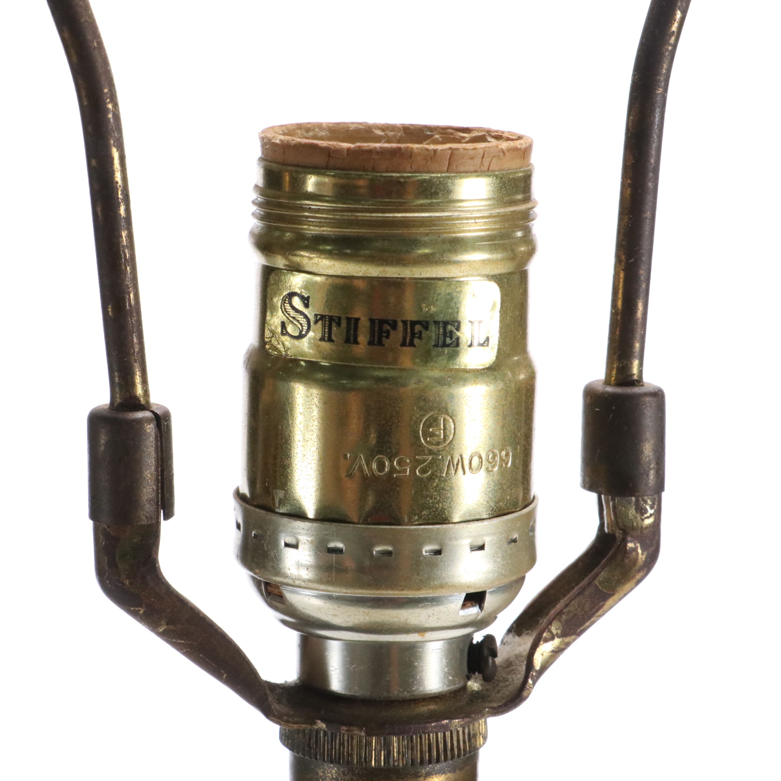 Pair of Stiffel Brass and Ceramic Table Lamps, Mid to Late 20th Century