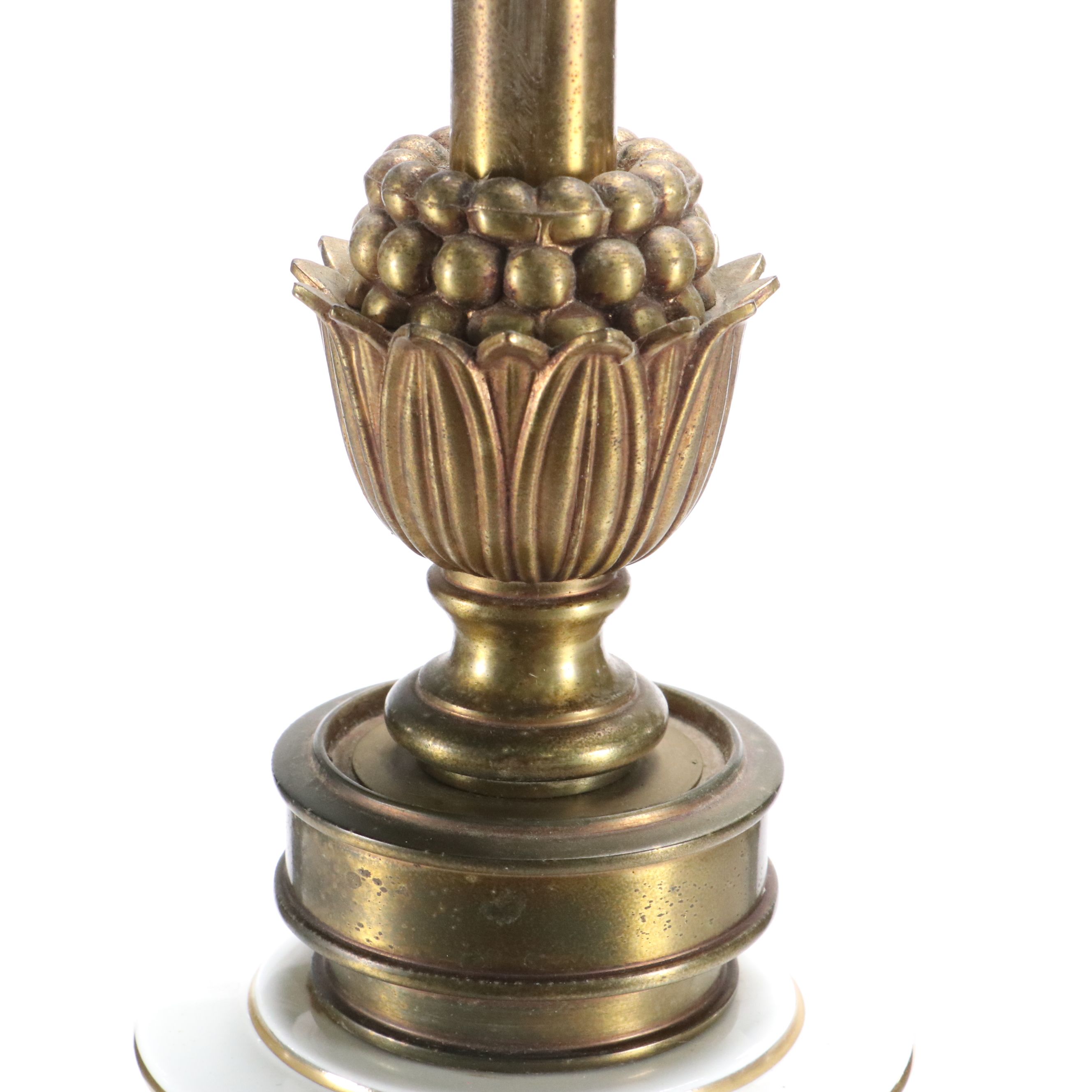 Pair of Stiffel Brass and Ceramic Table Lamps, Mid to Late 20th Century