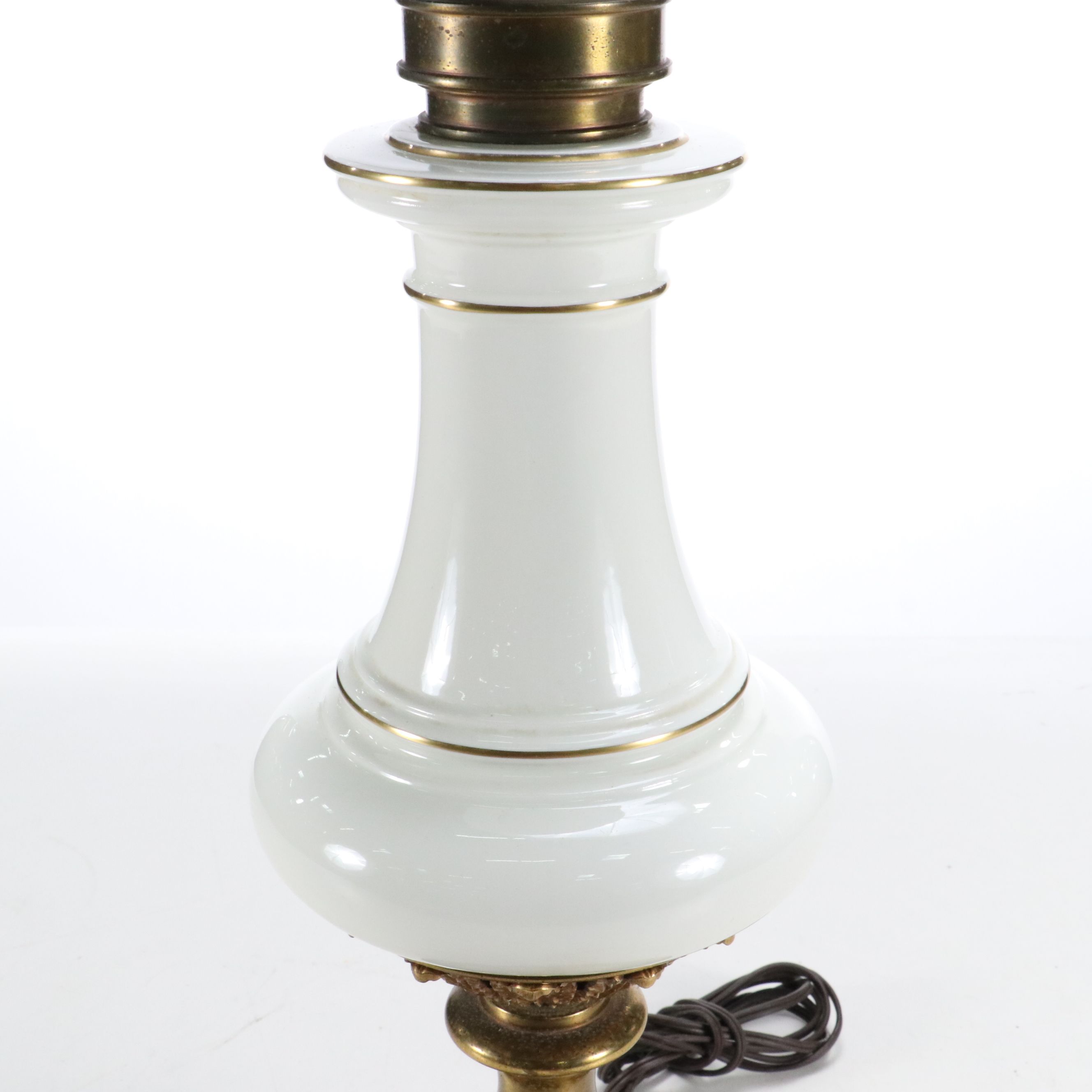 Pair of Stiffel Brass and Ceramic Table Lamps, Mid to Late 20th Century