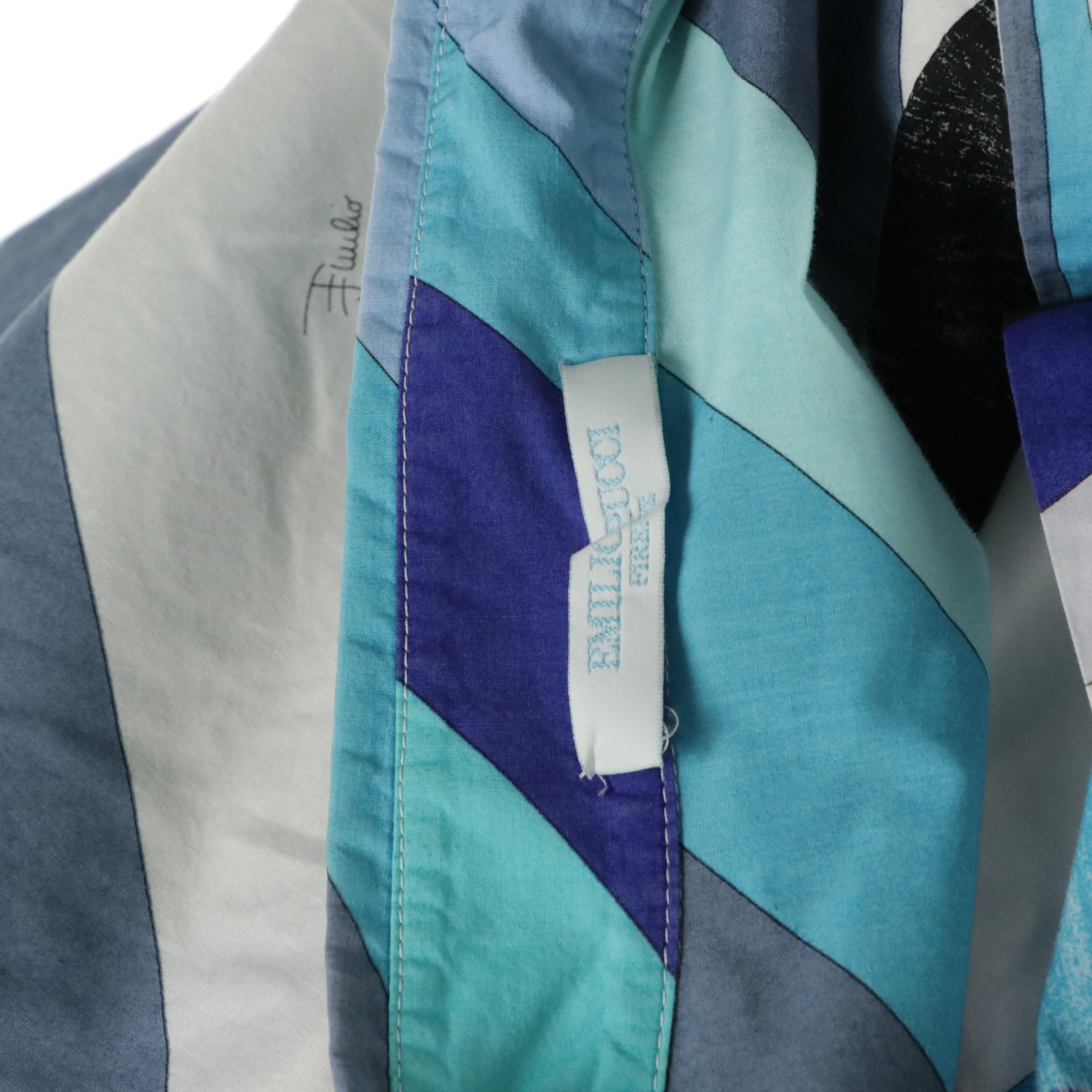 Emilio Pucci Blue Cotton Button-Up Blouse, 2000s