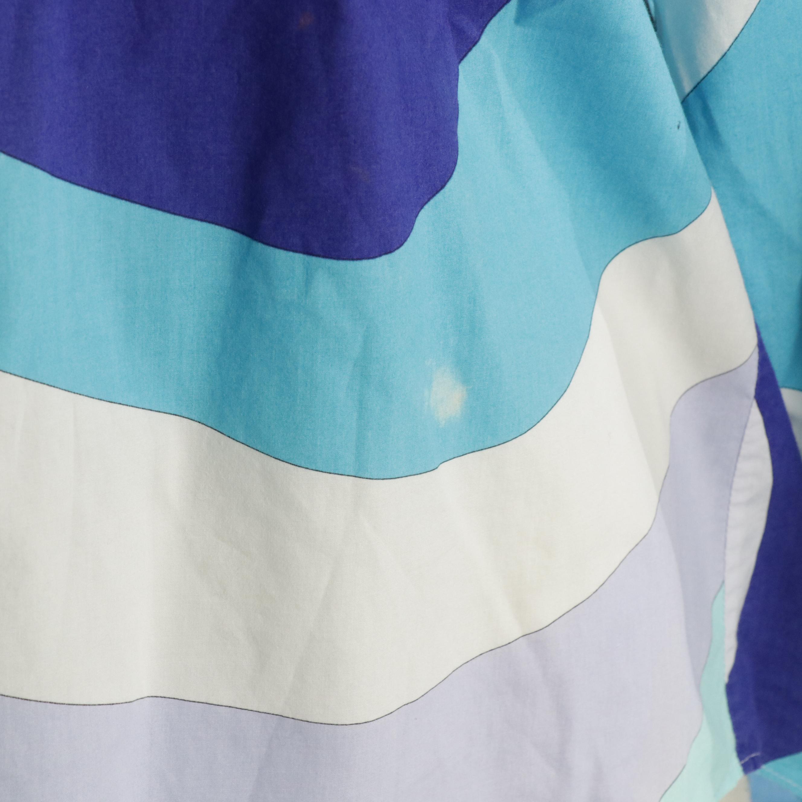 Emilio Pucci Blue Cotton Button-Up Blouse, 2000s