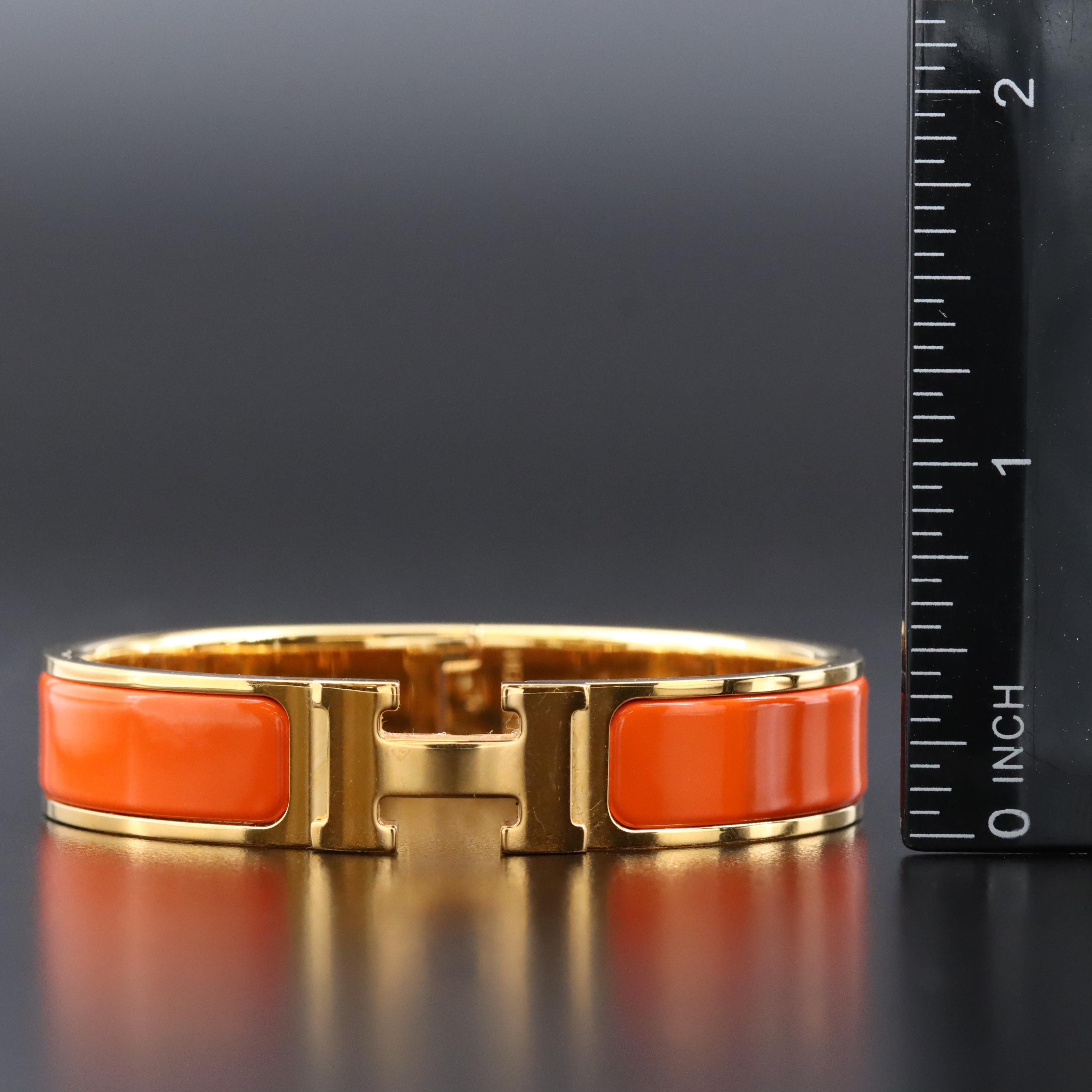 Hermès Clic H Orange Enamel Bracelet