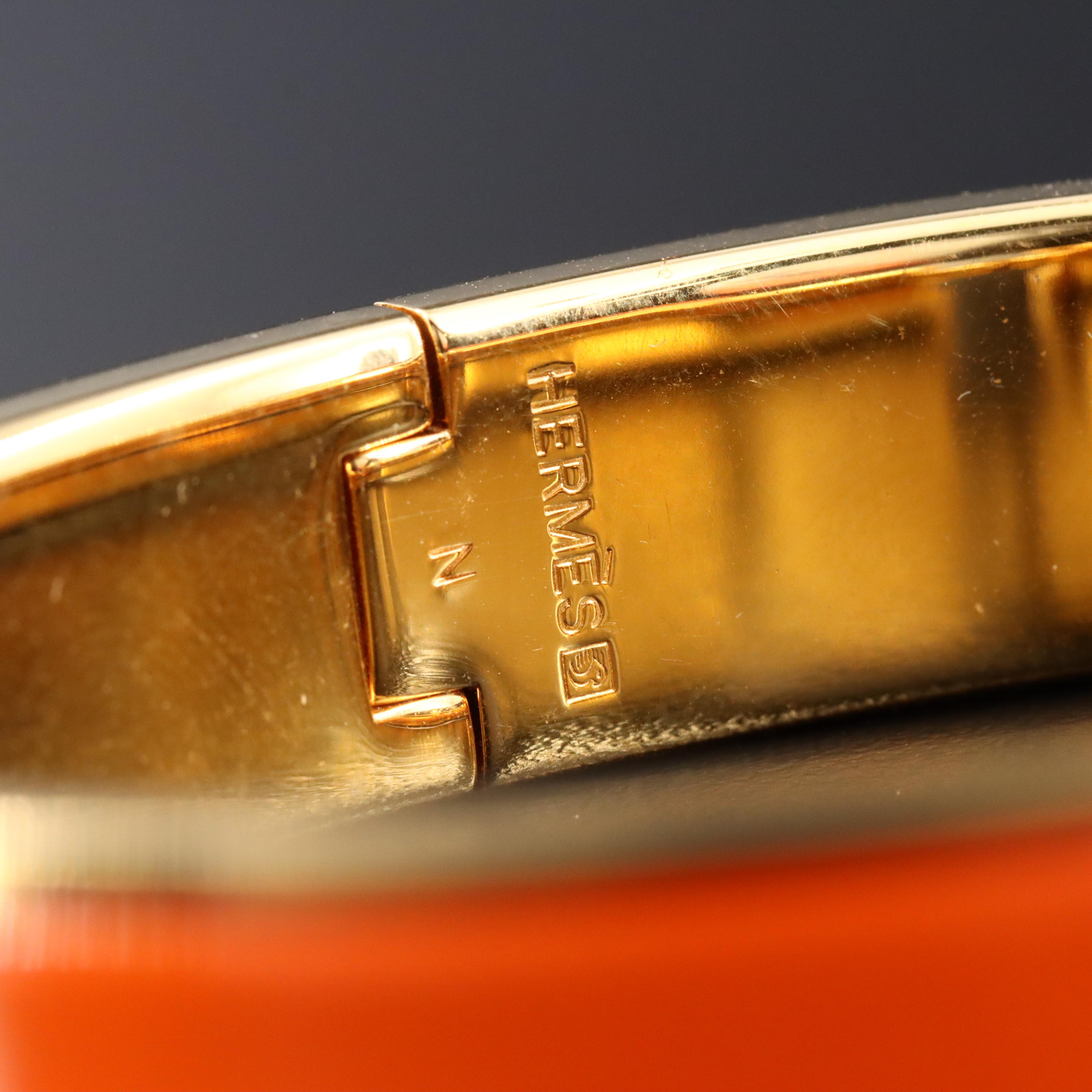 Hermès Clic H Orange Enamel Bracelet