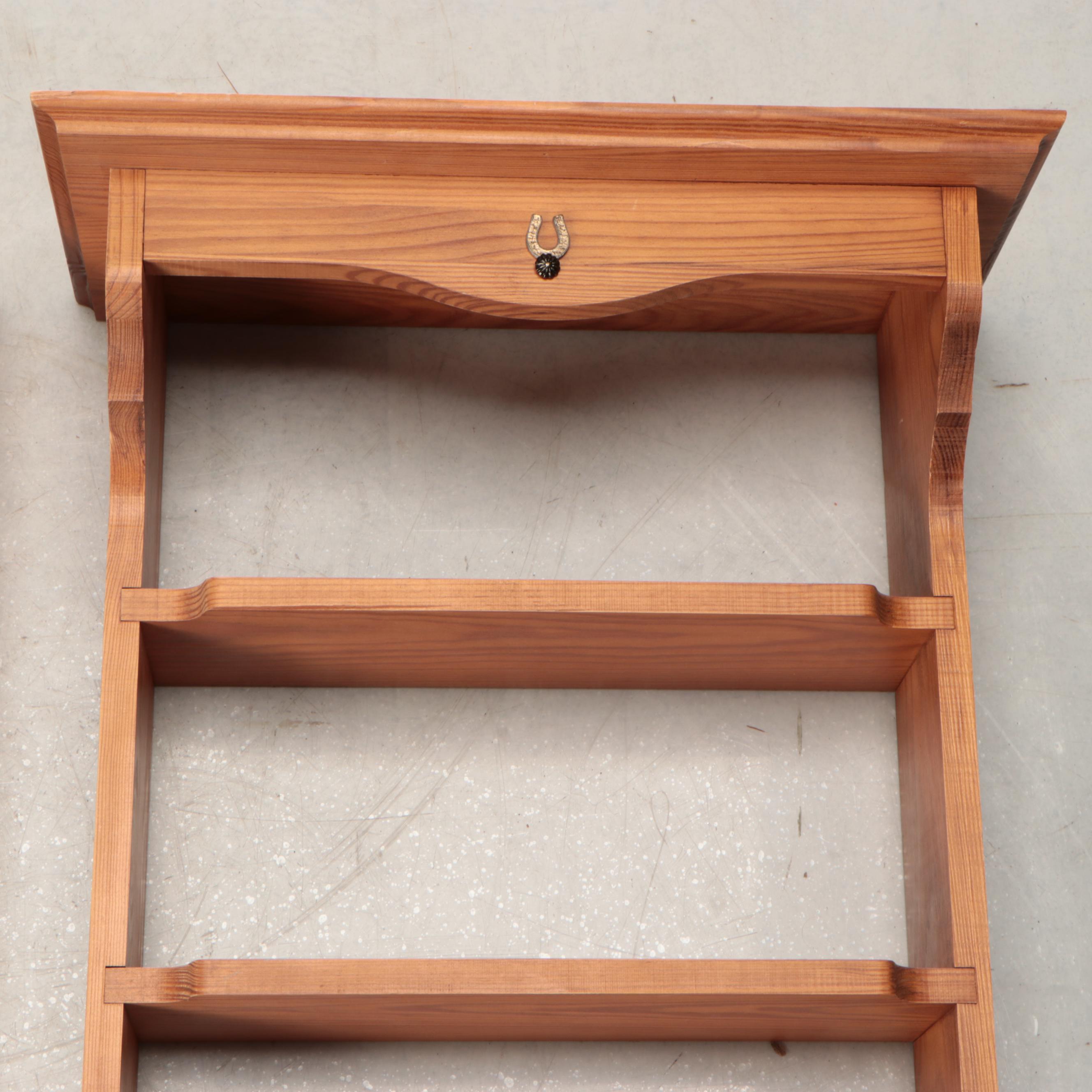 Hanging Wooden Kitchen Cabinet and Four-Tier Wooden Shelf Unit