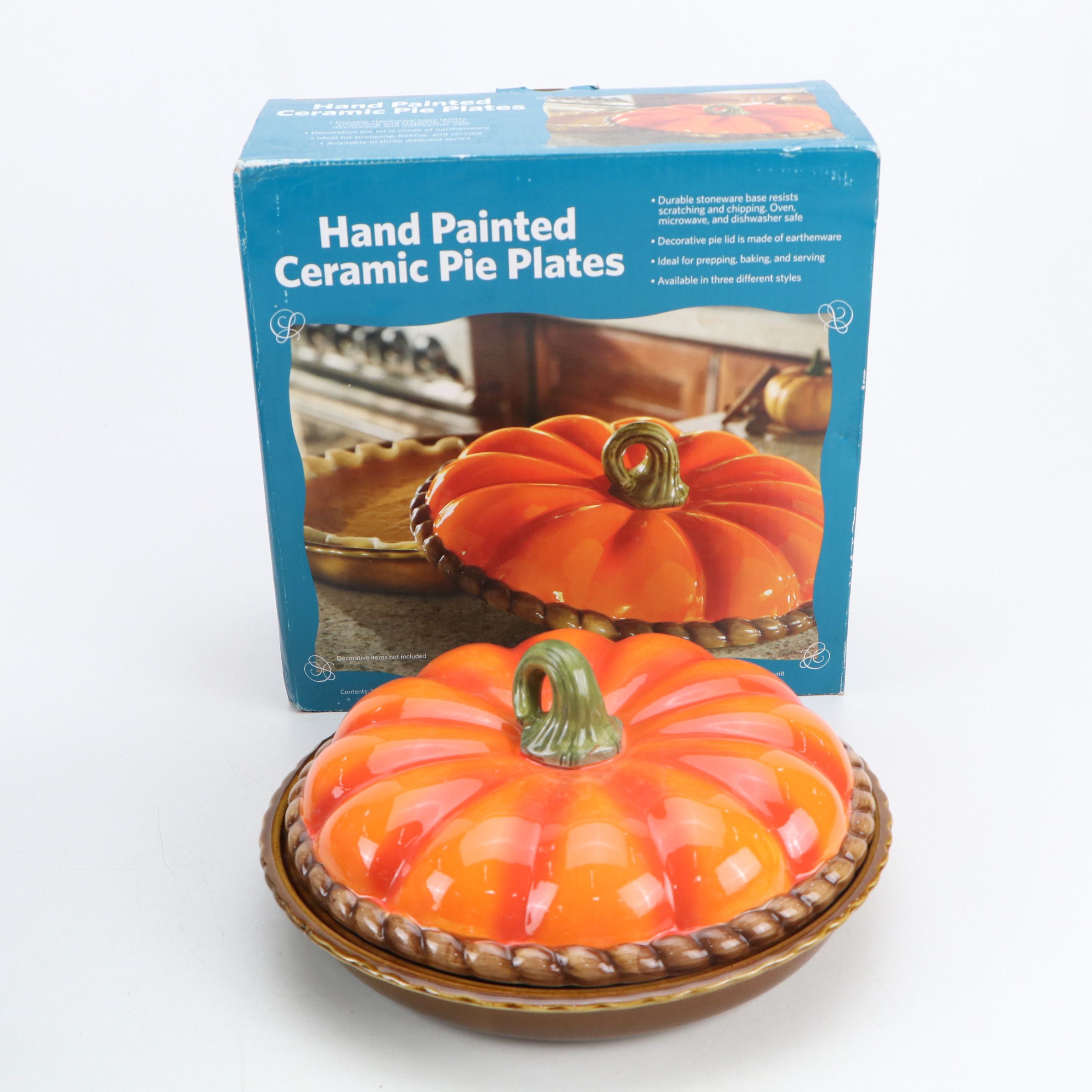 Ceramic Pumpkin and Apple Pie Shaped Serving Platters