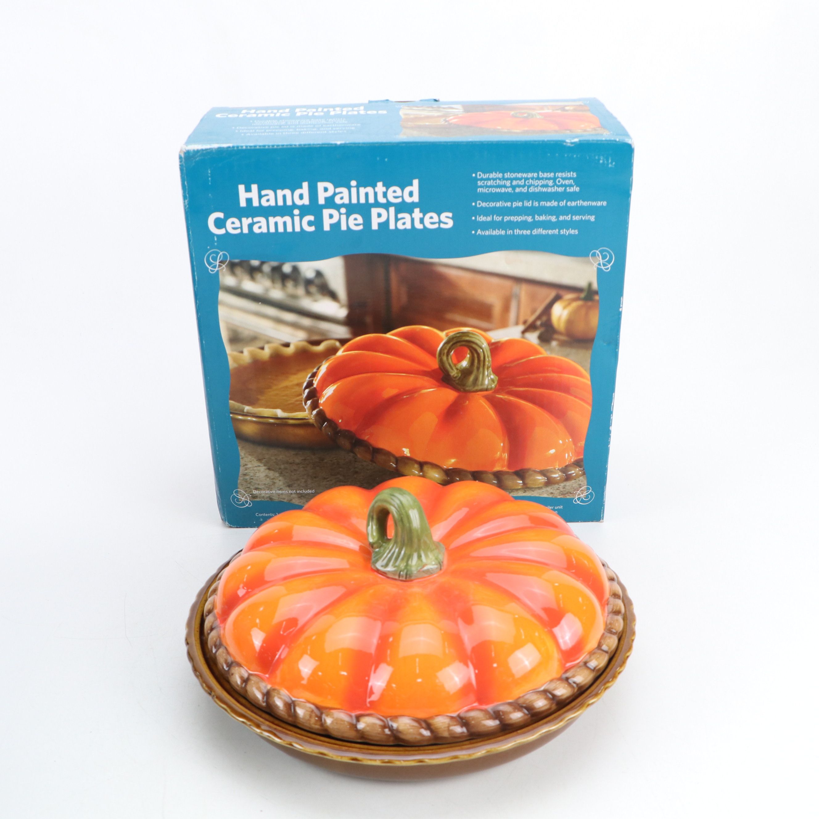 Ceramic Pumpkin and Apple Pie Shaped Serving Platters