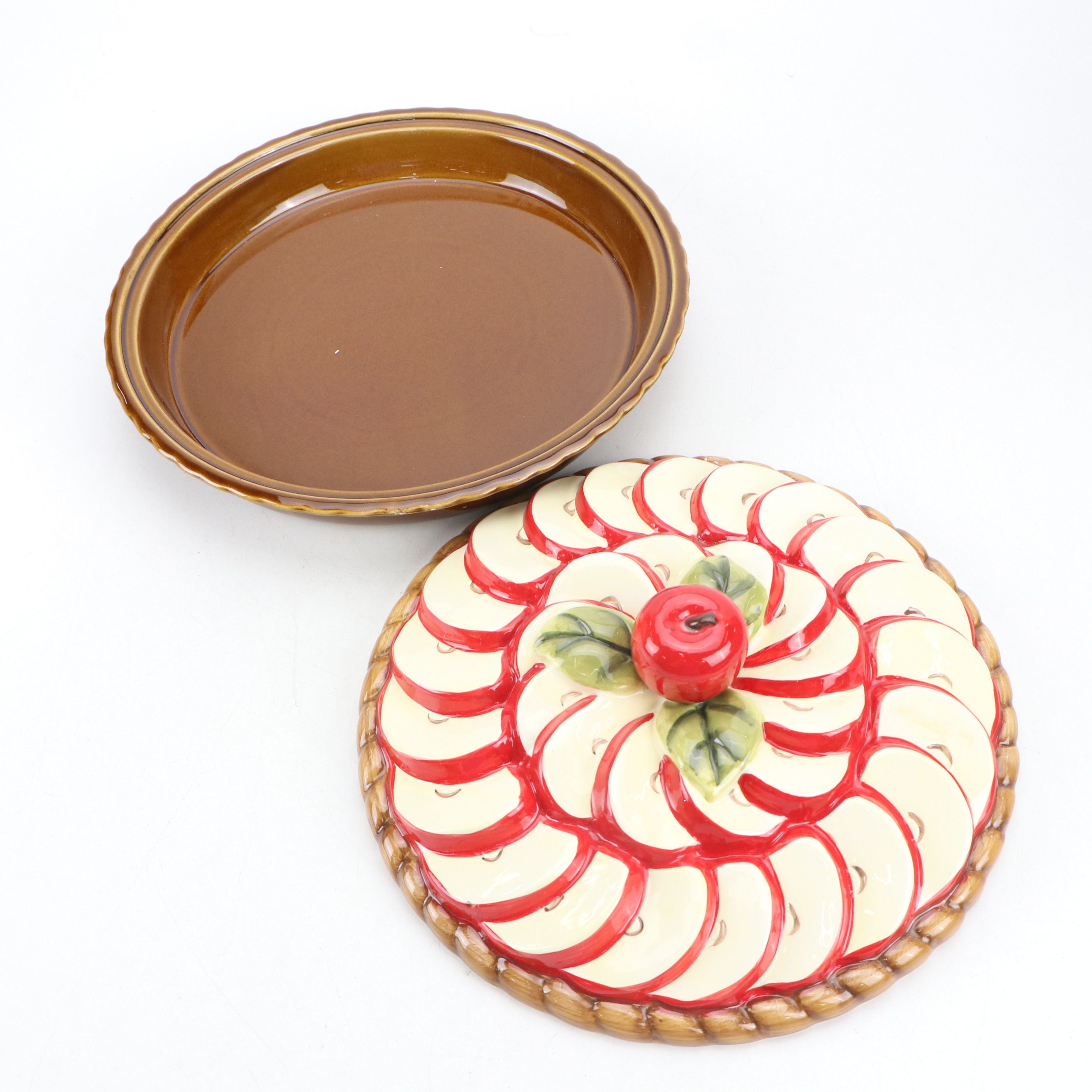 Ceramic Pumpkin and Apple Pie Shaped Serving Platters