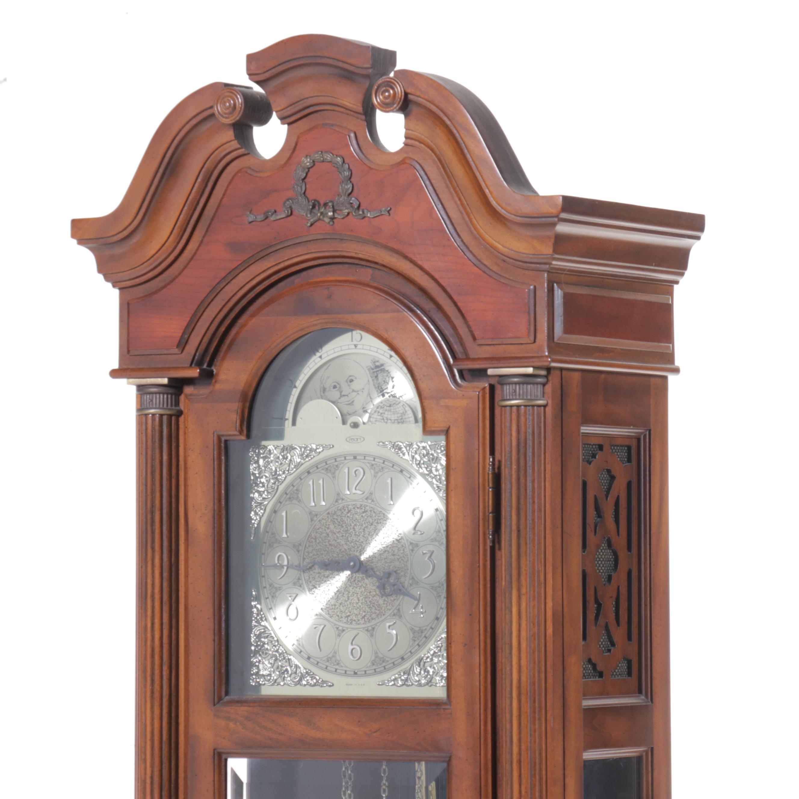 Pearl Carved Wood Grandfather Clock