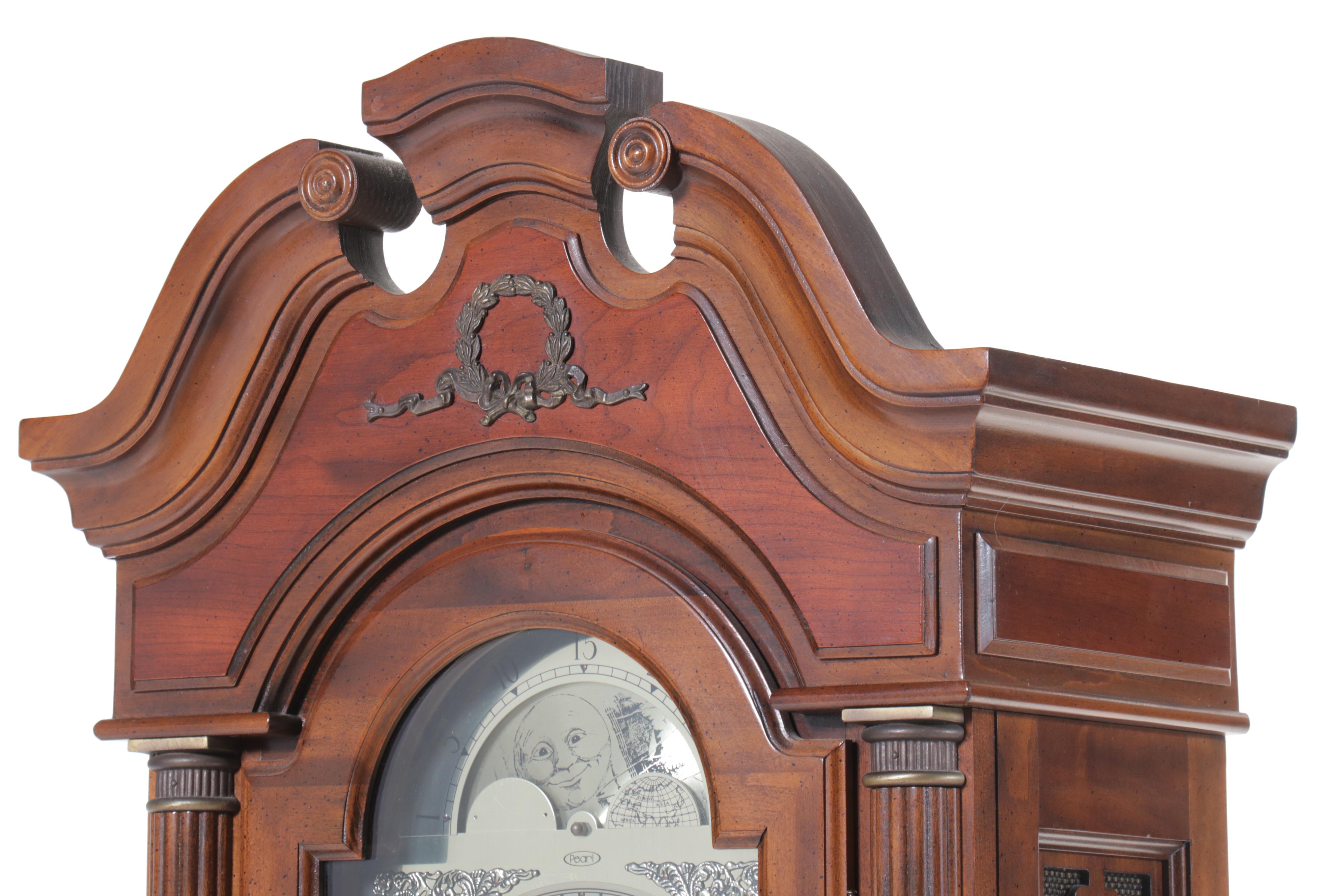 Pearl Carved Wood Grandfather Clock
