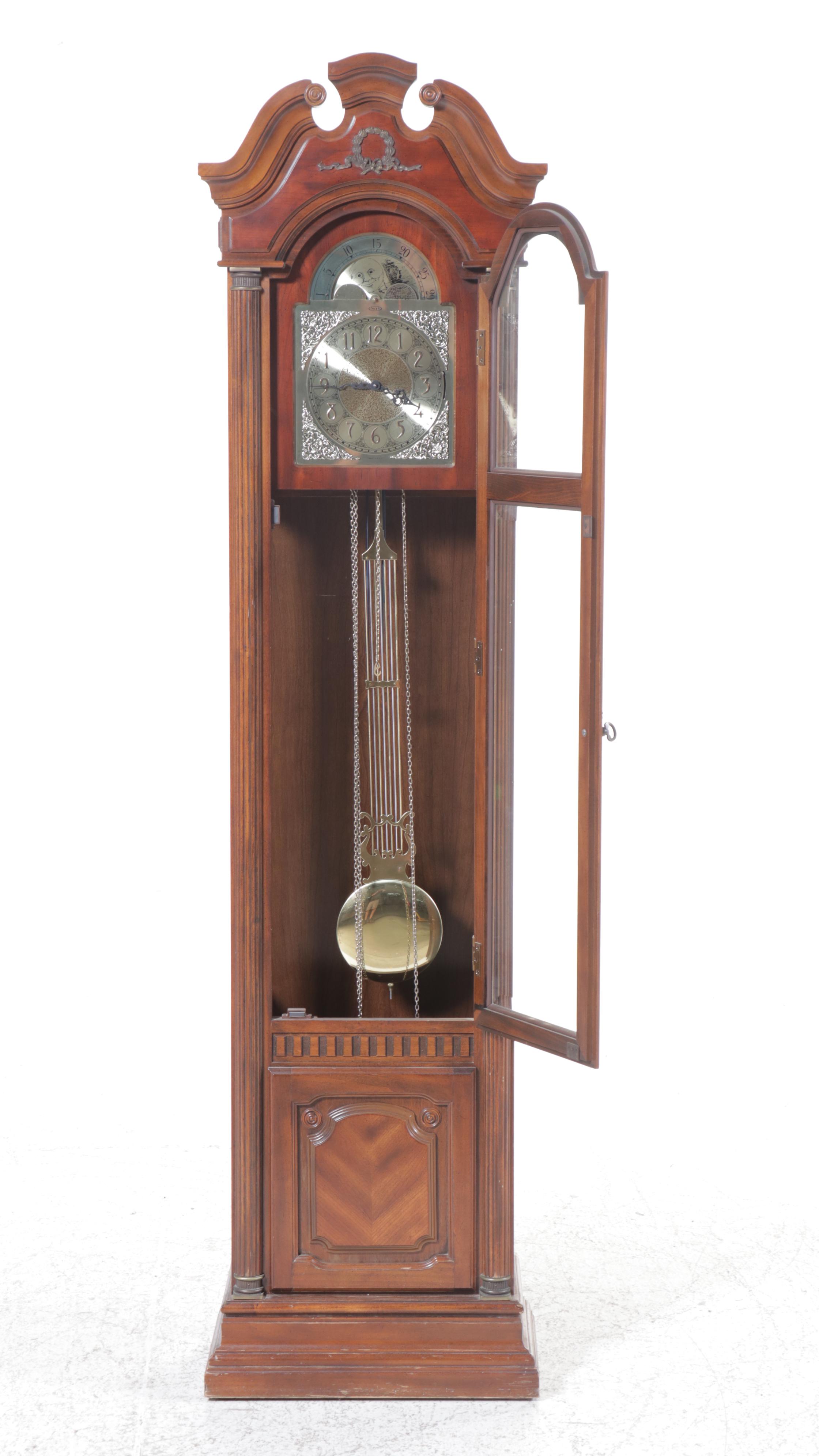 Pearl Carved Wood Grandfather Clock