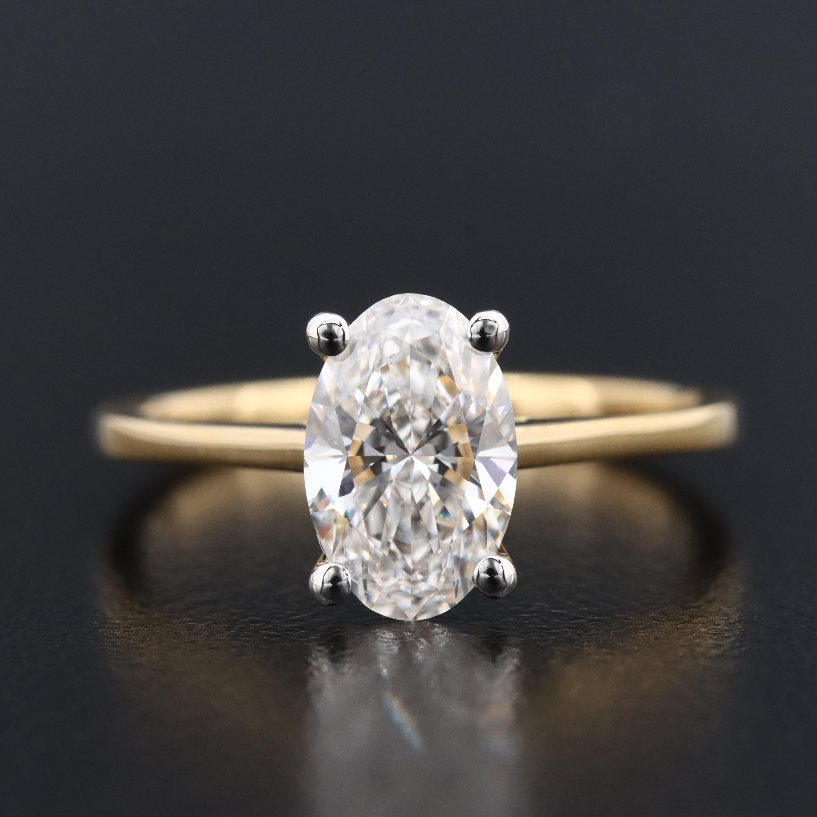 14K 1.30 CT Lab Grown Diamond Solitaire Ring with IGI Report