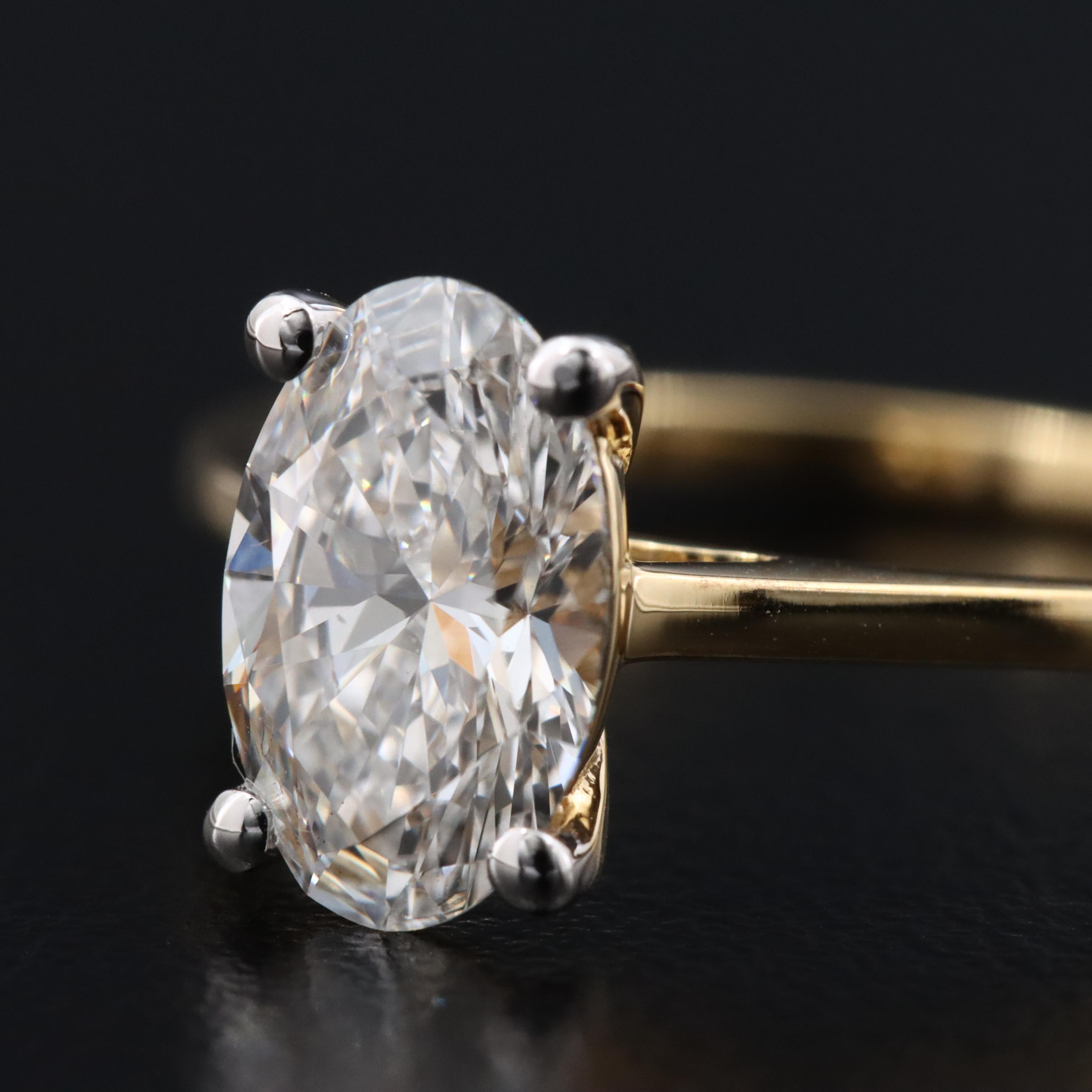 14K 1.30 CT Lab Grown Diamond Solitaire Ring with IGI Report