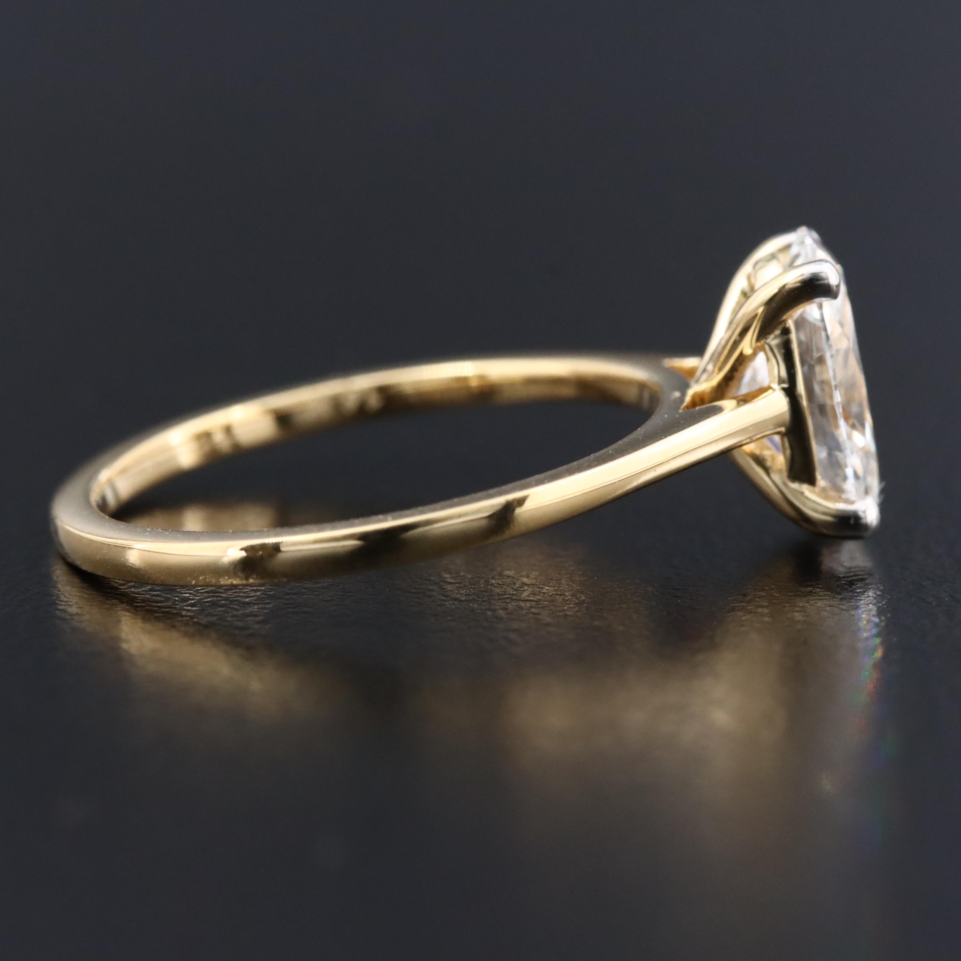 14K 1.30 CT Lab Grown Diamond Solitaire Ring with IGI Report