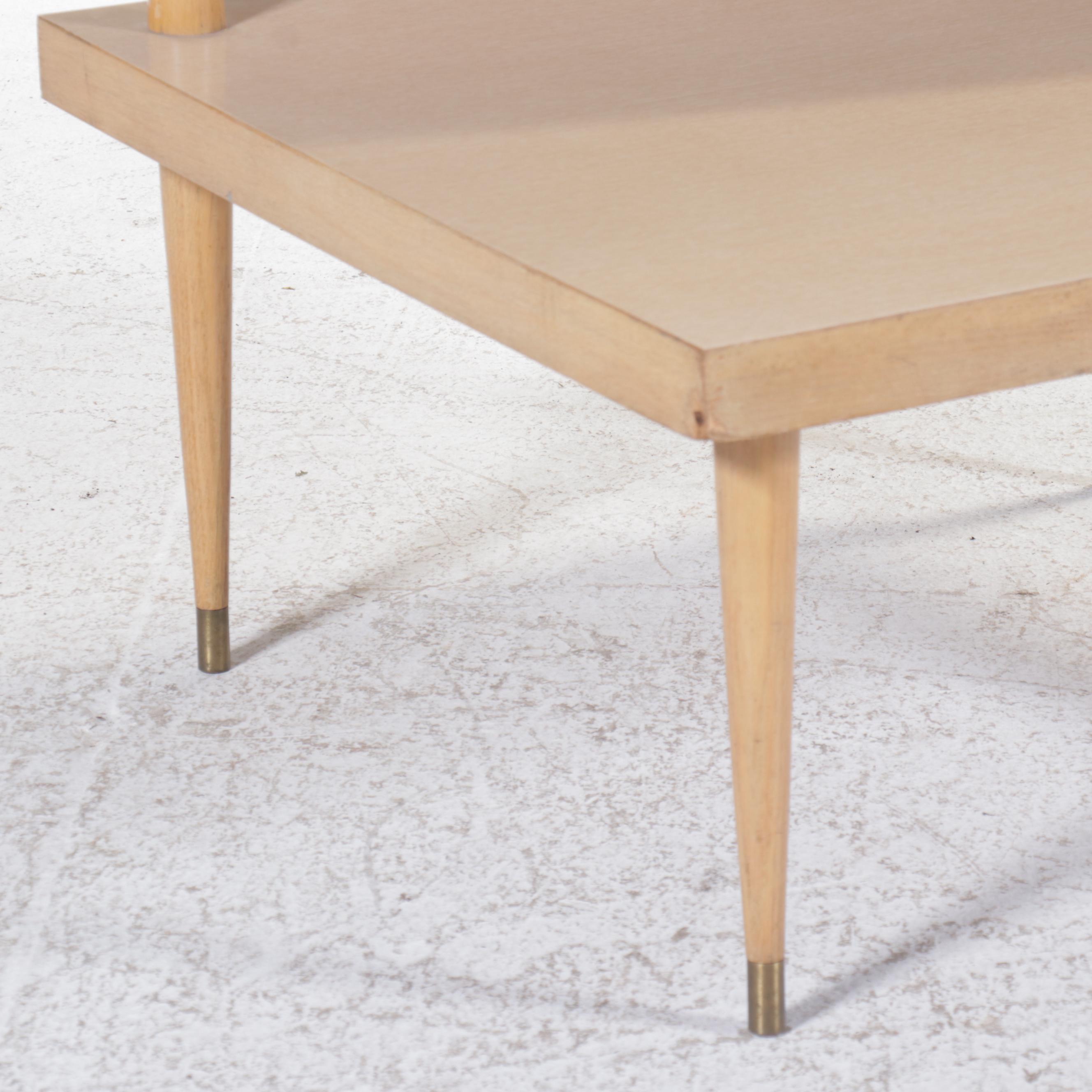 Mersman Mid Century Modern Blonde Wood Two-Tiered Table