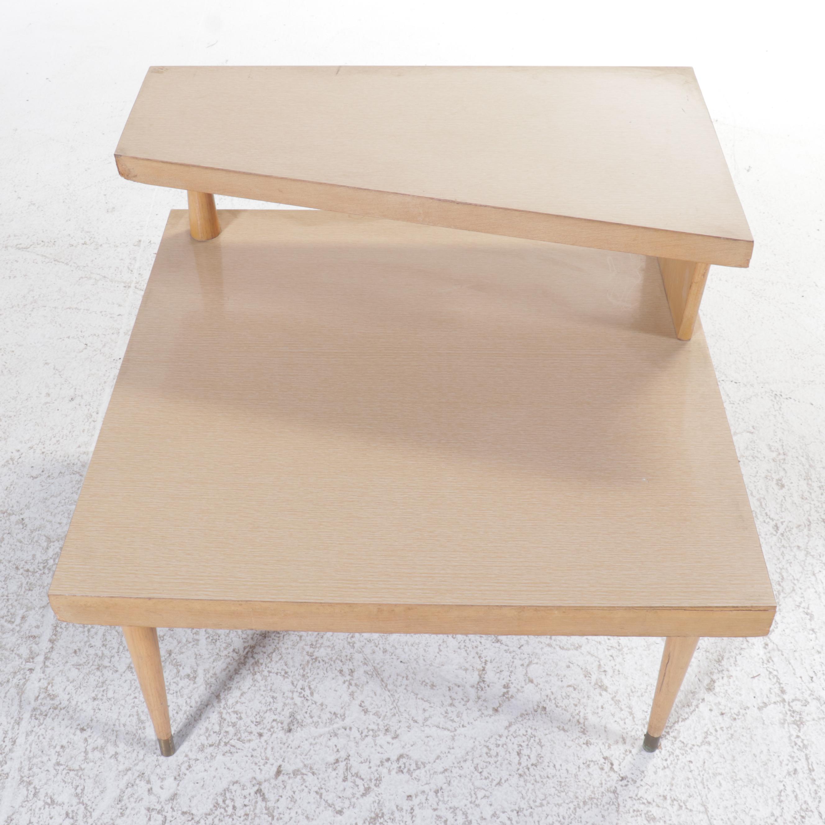 Mersman Mid Century Modern Blonde Wood Two-Tiered Table