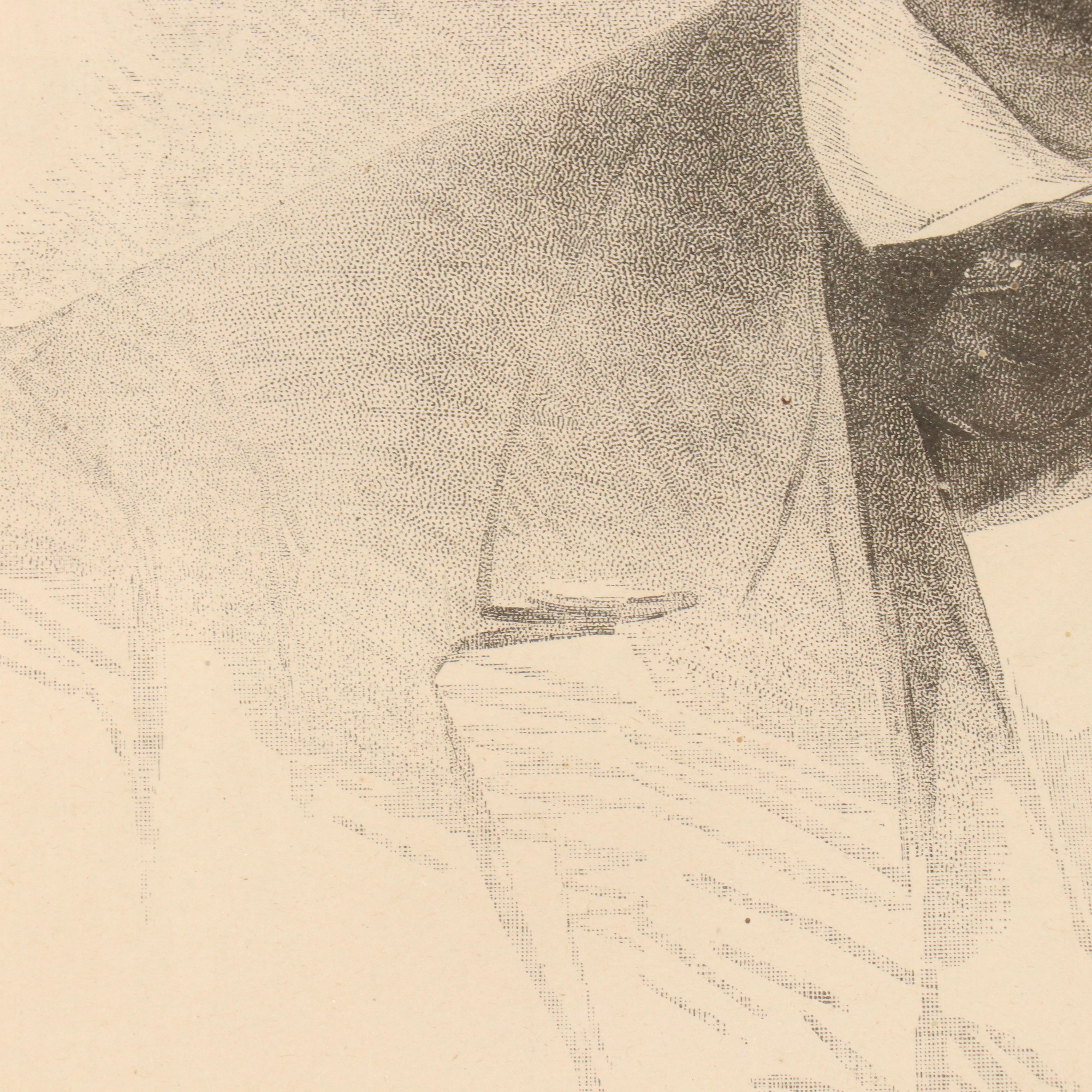 Stipple Engraving "Abraham Lincoln" Portrait After Francis Bicknell Carpenter