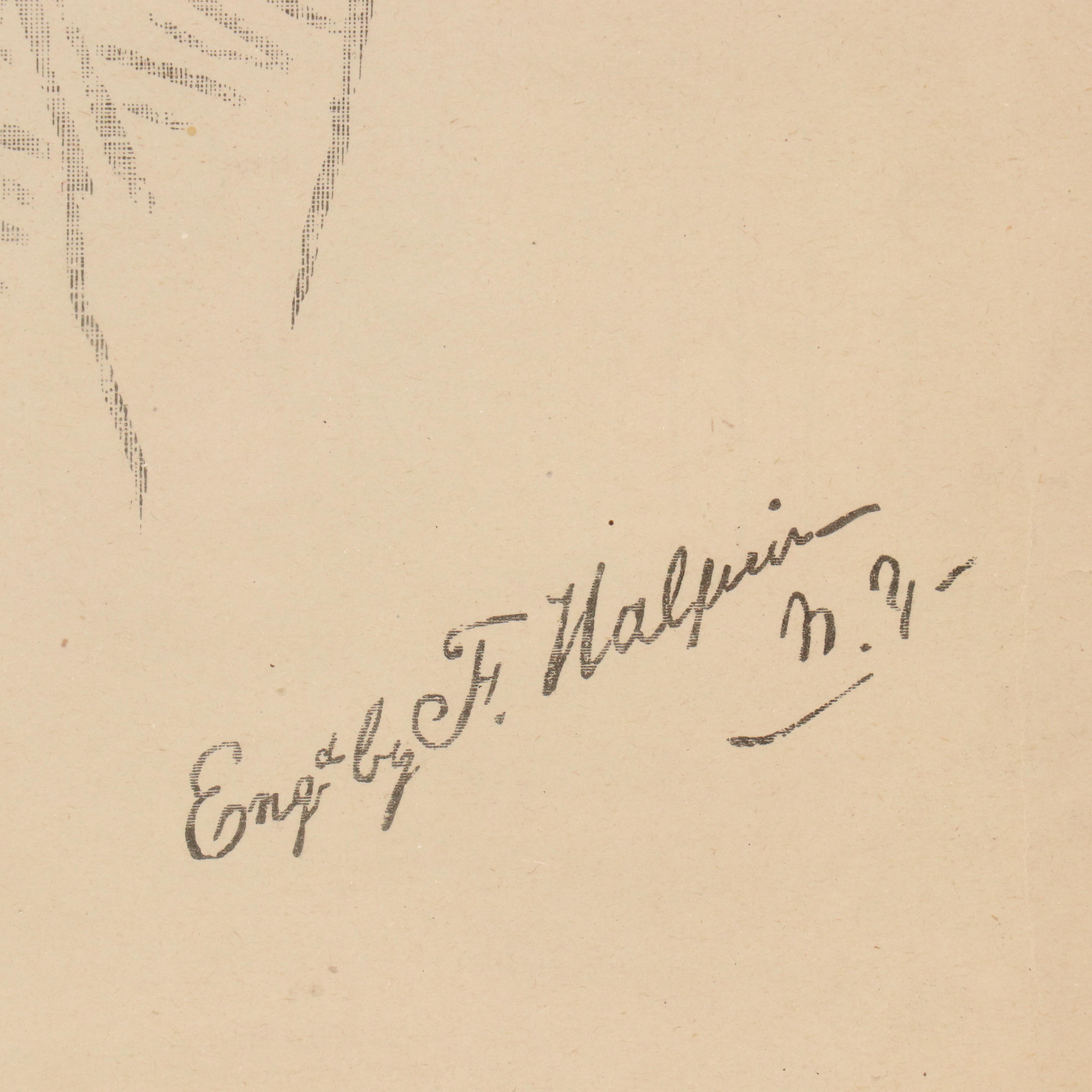 Stipple Engraving "Abraham Lincoln" Portrait After Francis Bicknell Carpenter