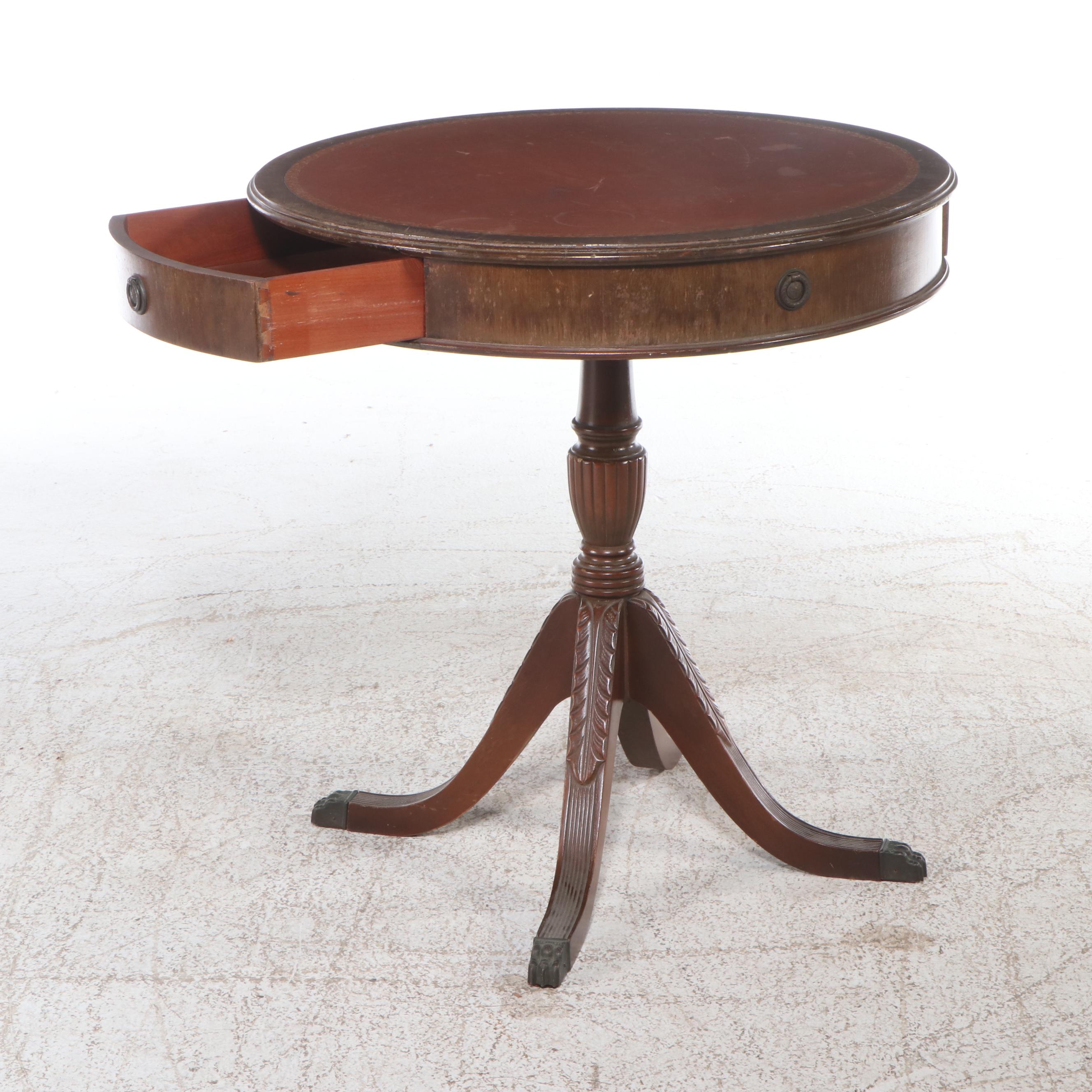 Regency Style Leather Top Mahogany Center Table, Mid-20th Century
